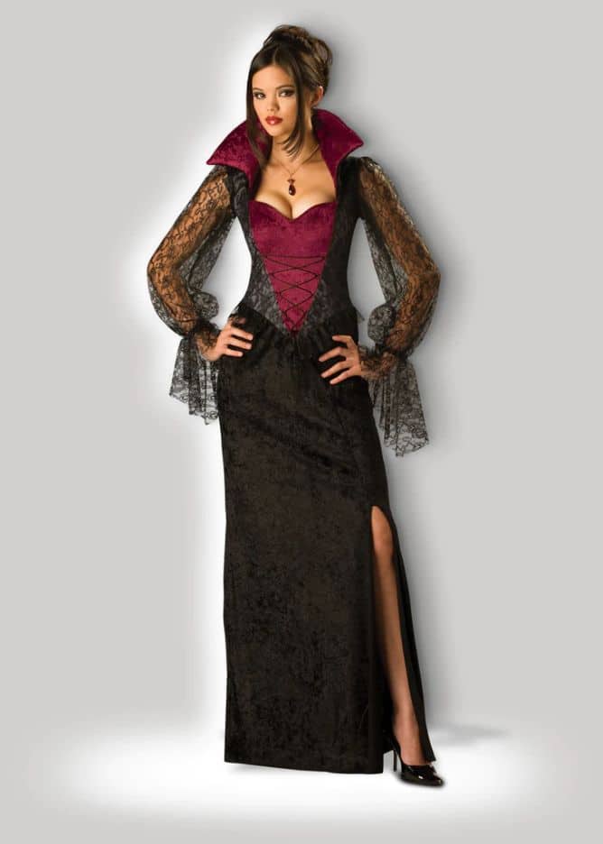Adult Midnight Vampiress Countess Vampire Black/Red Dress Halloween ...
