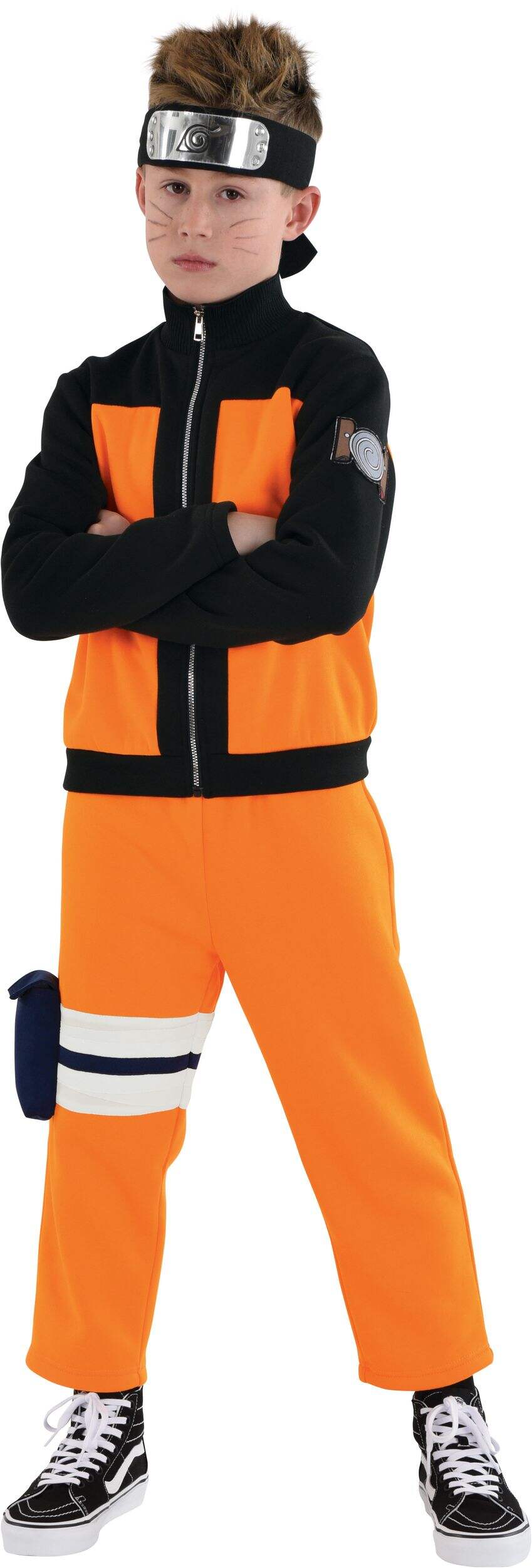 Kids' Naruto: Shippuden Orange Anime Jumpsuit Halloween Costume, Assorted Sizes Front_Angled_Left