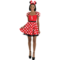 Robe d'Halloween rouge/blanche à pois Disney Minnie Mouse avec serre-tête pour femmes, plus d'options offertes