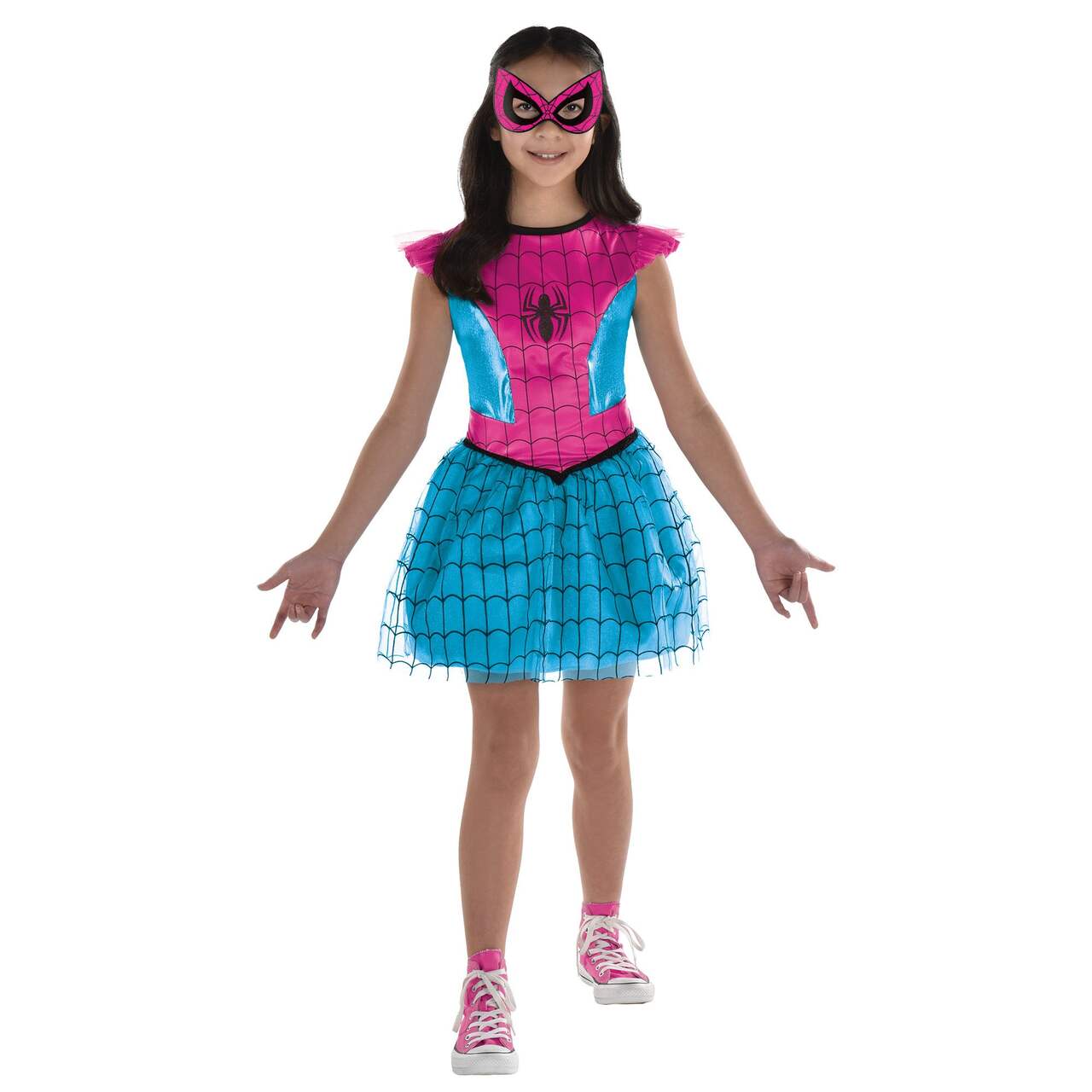 Robe d'Halloween rose/bleue Spidergirl Disney Marvel Spider-Man avec masque  pour enfant, tailles variées
