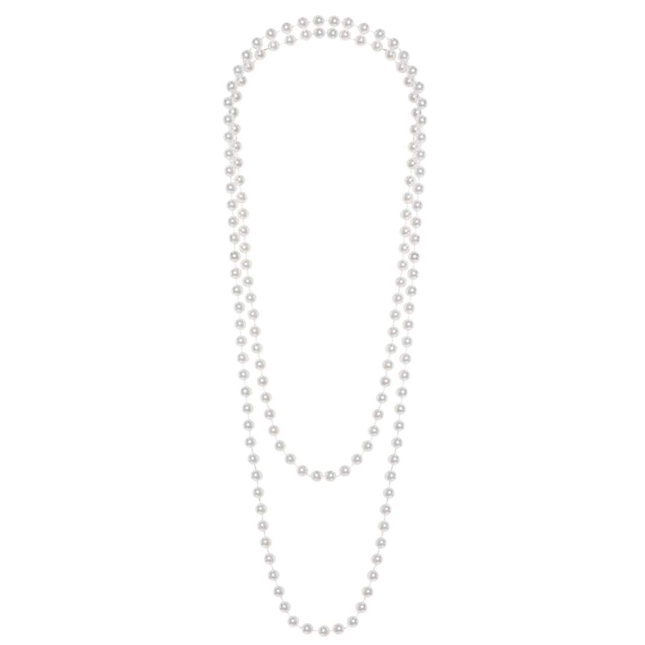 Closeup Shot Extra Long Faux Pearl Necklace Pearl Shell Stock
