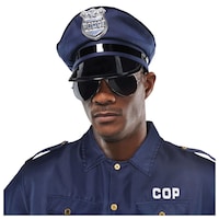 Chapeau de police classique, bleu/noir, taille unique, accessoire de costume à porter pour l'Halloween Front_Angled_Left