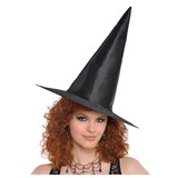 Witch Classic Pointy Hat, Black, One Size, Wearable Costume Accessory for Halloween Front_Flat