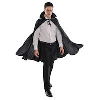 Adult Vampire Cape with Hood, Black, One Size, Wearable Costume Accessory for Halloween