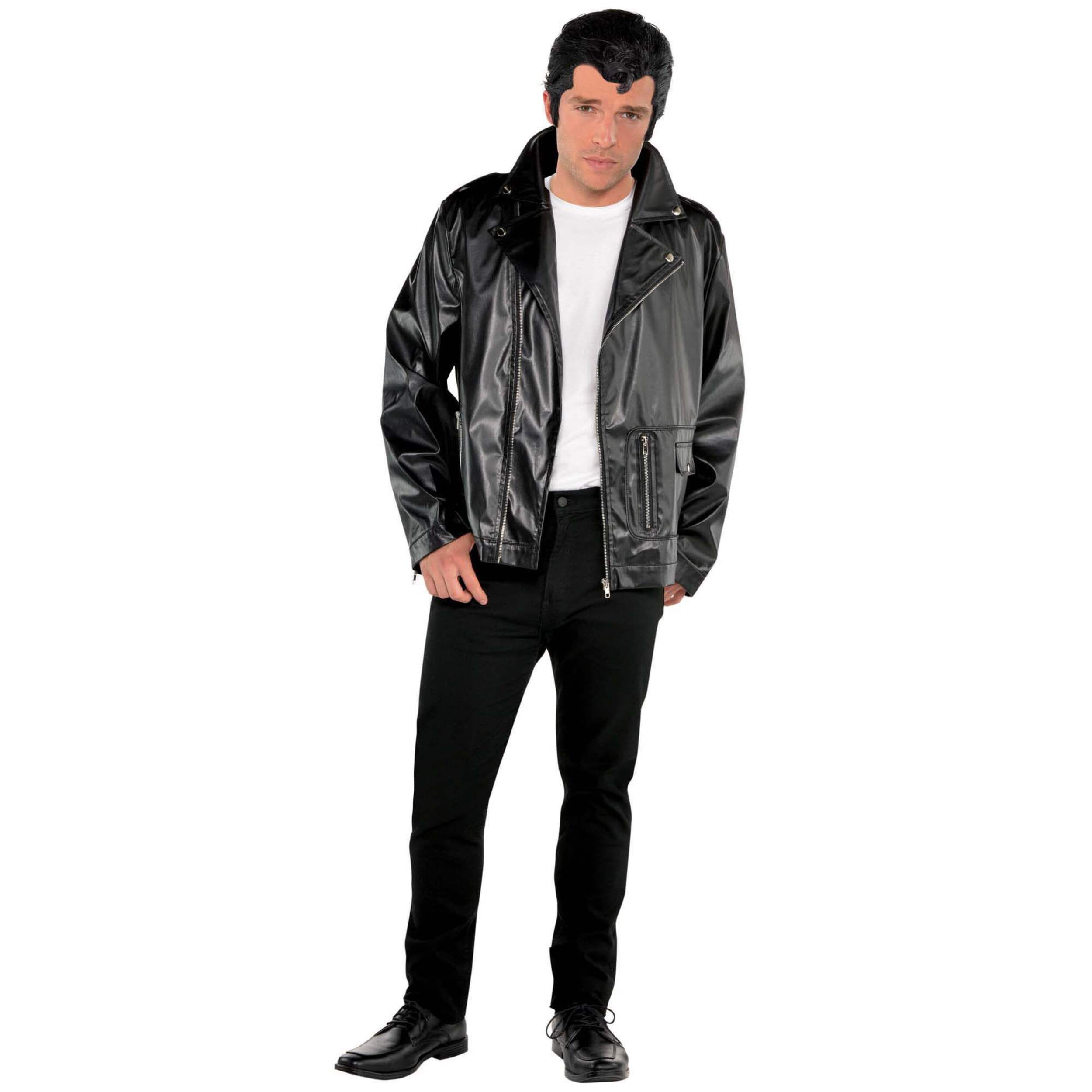 Adult Grease "T Bird" Thunderbird Leather Jacket, Black, One Size, Wearable Costume Accessory for Halloween Front_Flat