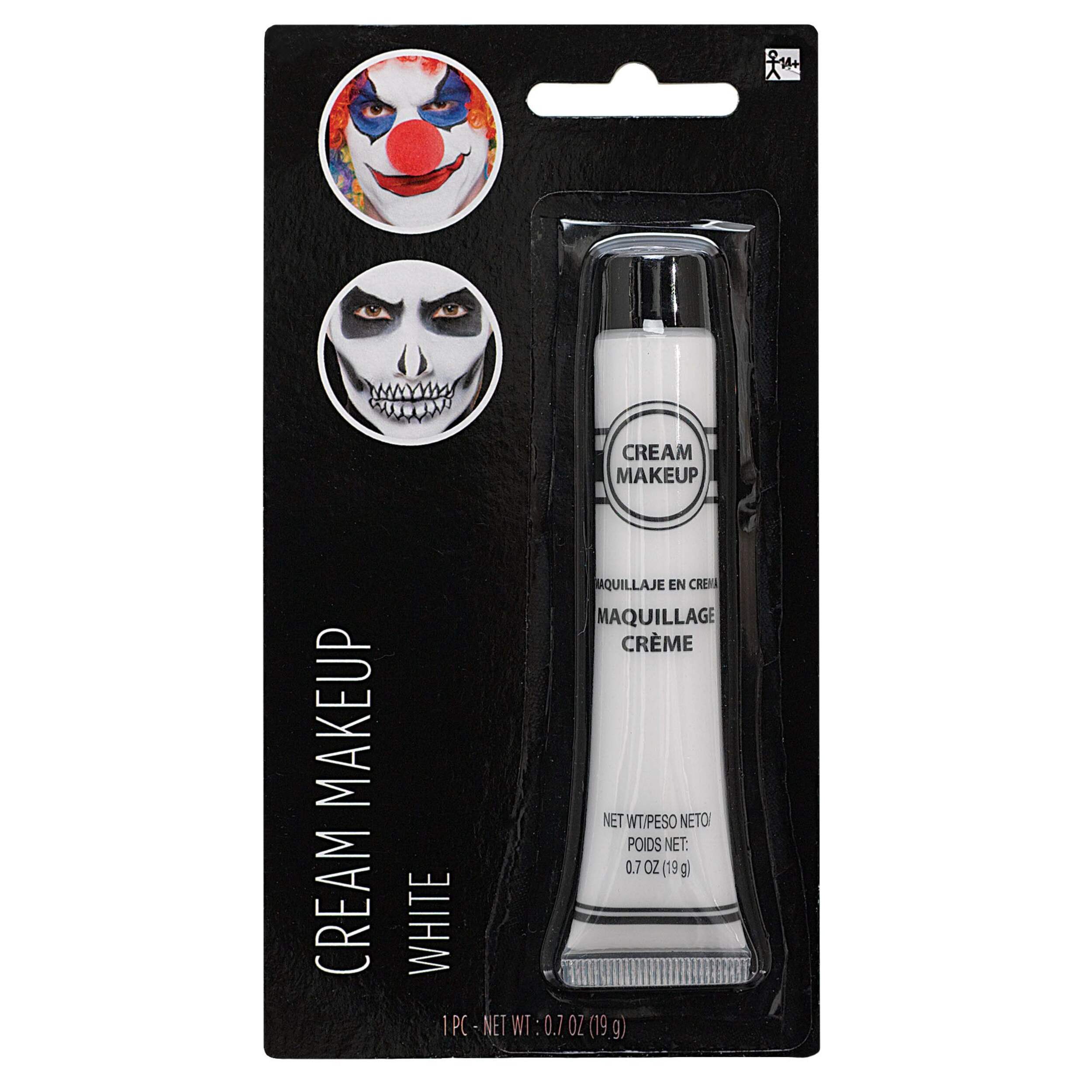 Theatrical Grade Cream Face Makeup, White, 0.7-oz, Costume Accessory for Halloween Front_Flat
