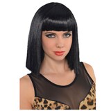 Blunt Straight Bob Hair Wig, Black, One Size, Wearable Costume Accessory for Halloween Front_Angled_Right