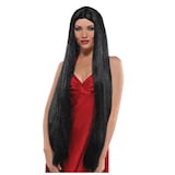 Long Straight Hair Wig for Halloween, Black, One Size Front_Flat