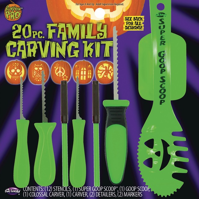 Pumpkin Carving Kit with 12 Stencils, Green, 20pk, Indoor/Outdoor