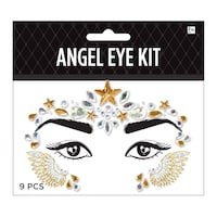 Self-Adhesive Angel Eye Gemstone Jewelry Stickers, Silver/Bronze, One Size, Wearable Costume Accessory for Halloween Front_Flat