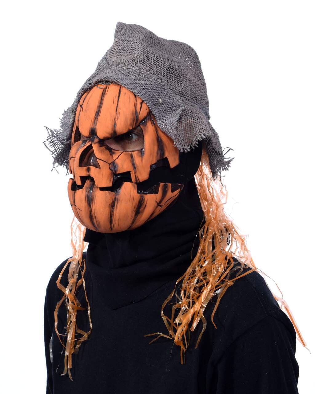 Jack-O'-Lantern Smahed Pumpkin Mask with Hat, Orange/Grey, One Size,  Wearable Costume Accessory for Halloween