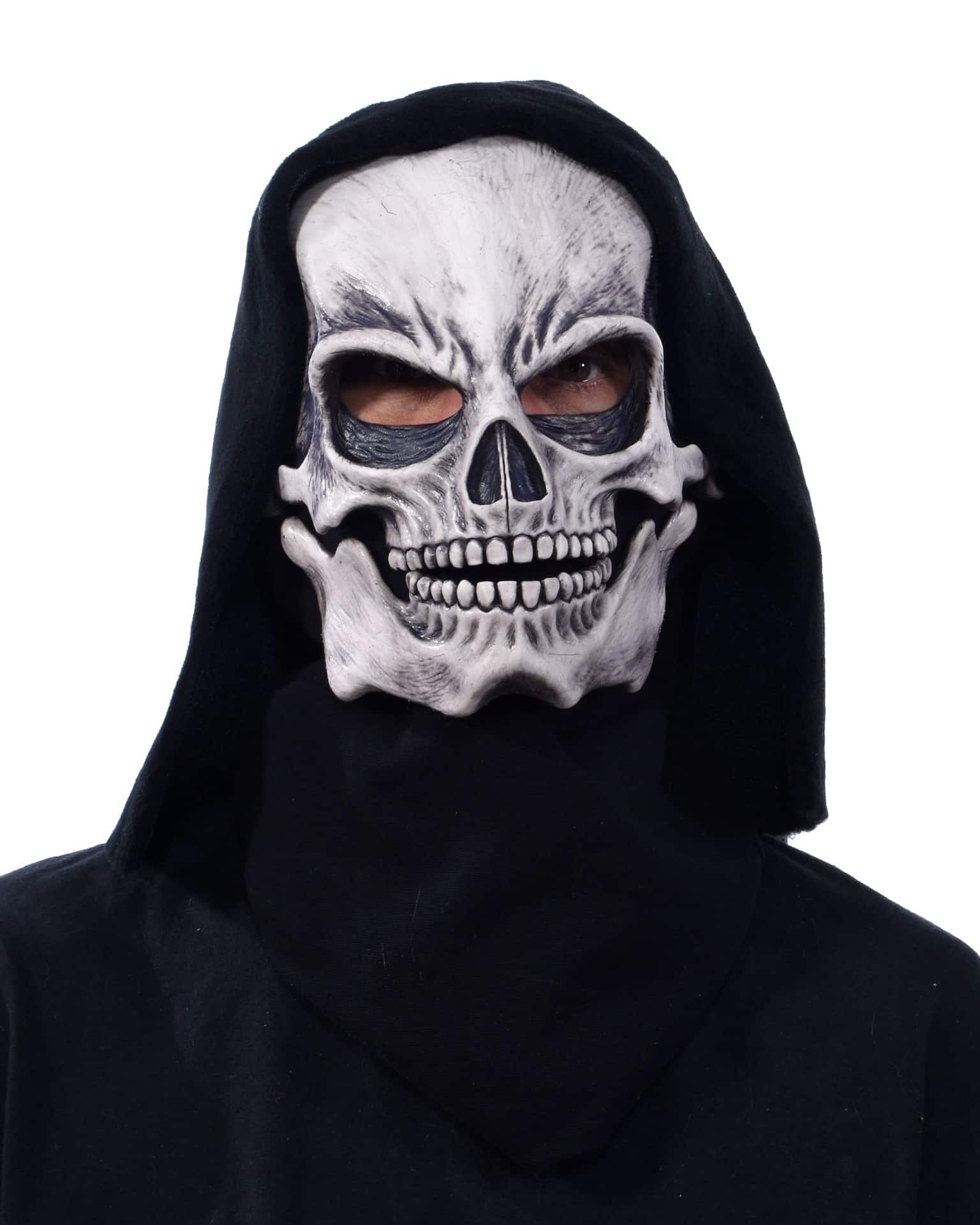 Grim Reaper Skull Latex Mask, White/Black, One Size, Wearable Costume  Accessory for Halloween