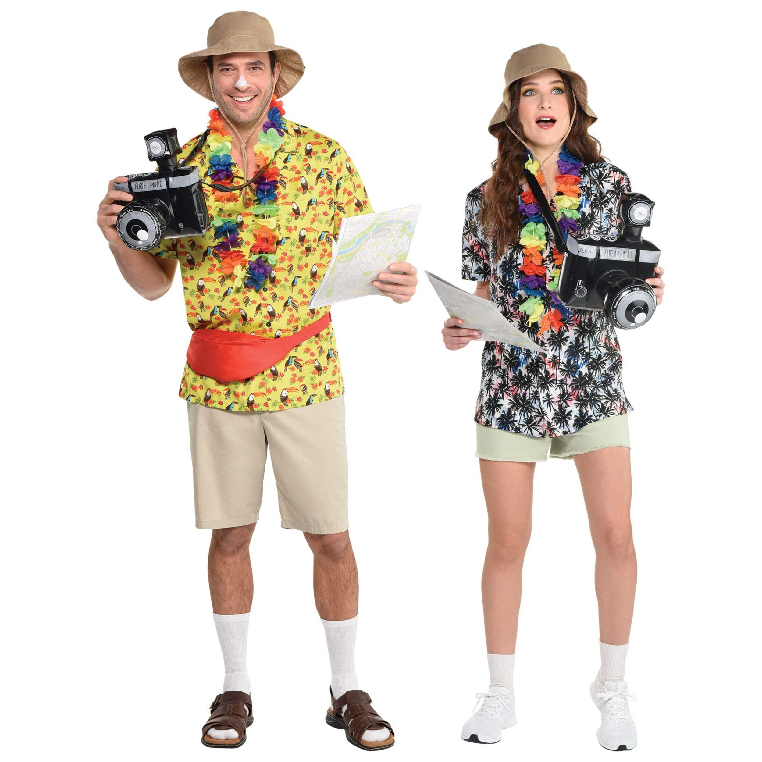 Tacky Tourist Halloween Costume Kit with Jumbo Inflatable Camera, Adult, One Size Front_Flat