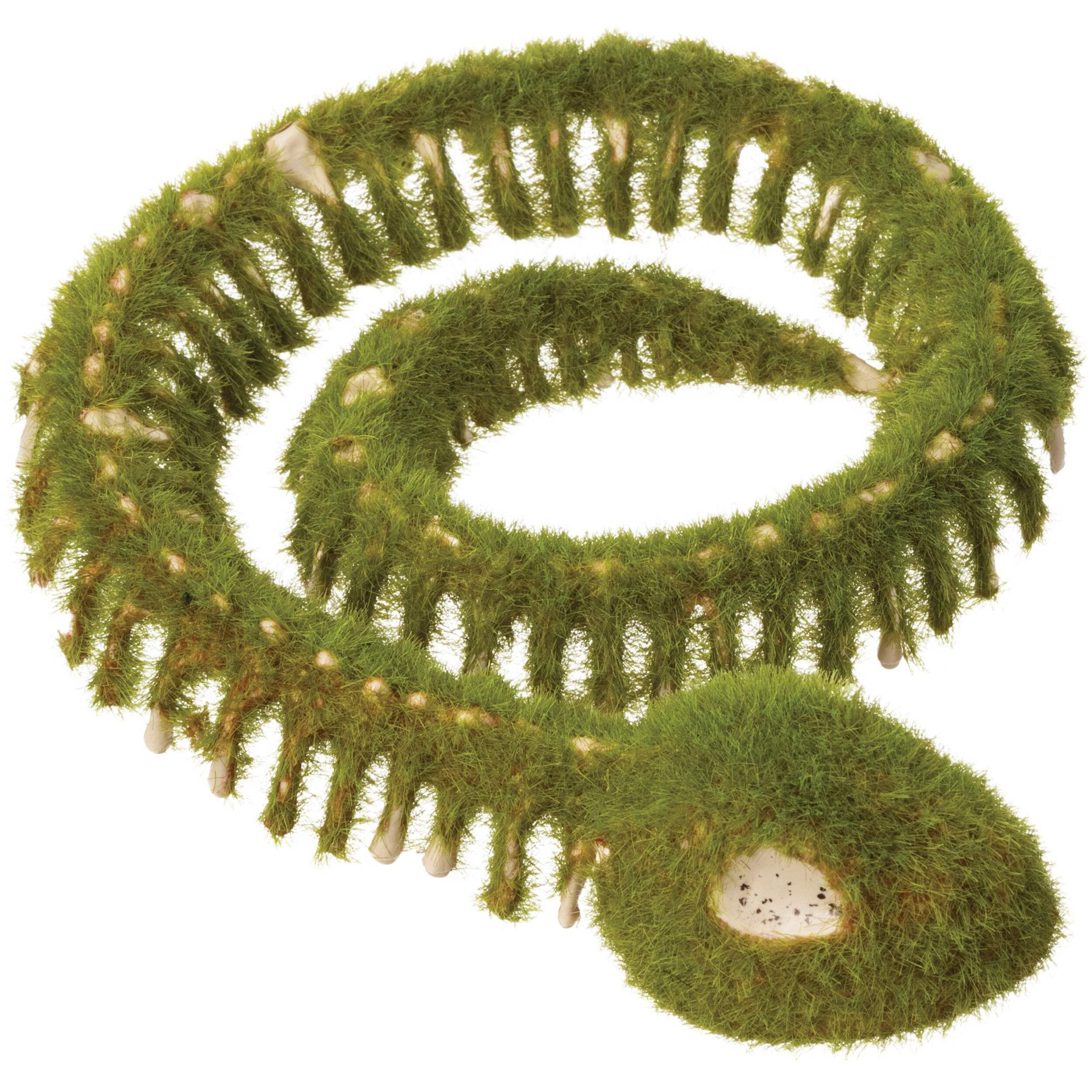 Snake Skeleton Moss Plastic Prop Decoration, Green, 4-in, for Halloween Overhead_Plunge