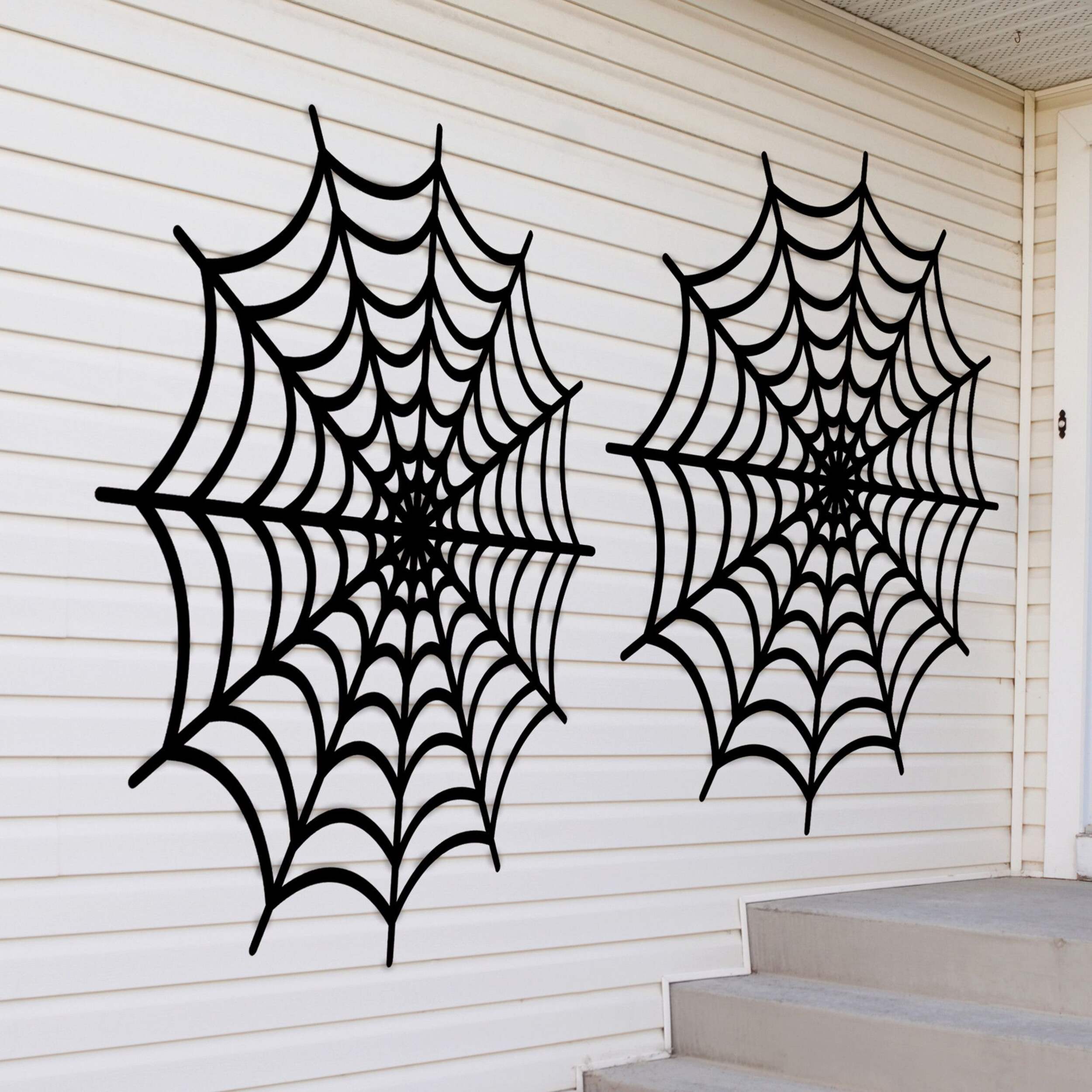 Spider Web Prop, Black, 10.5-in, 2-pk, Indoor/Outdoor Decoration for Halloween Front_Angled_Right