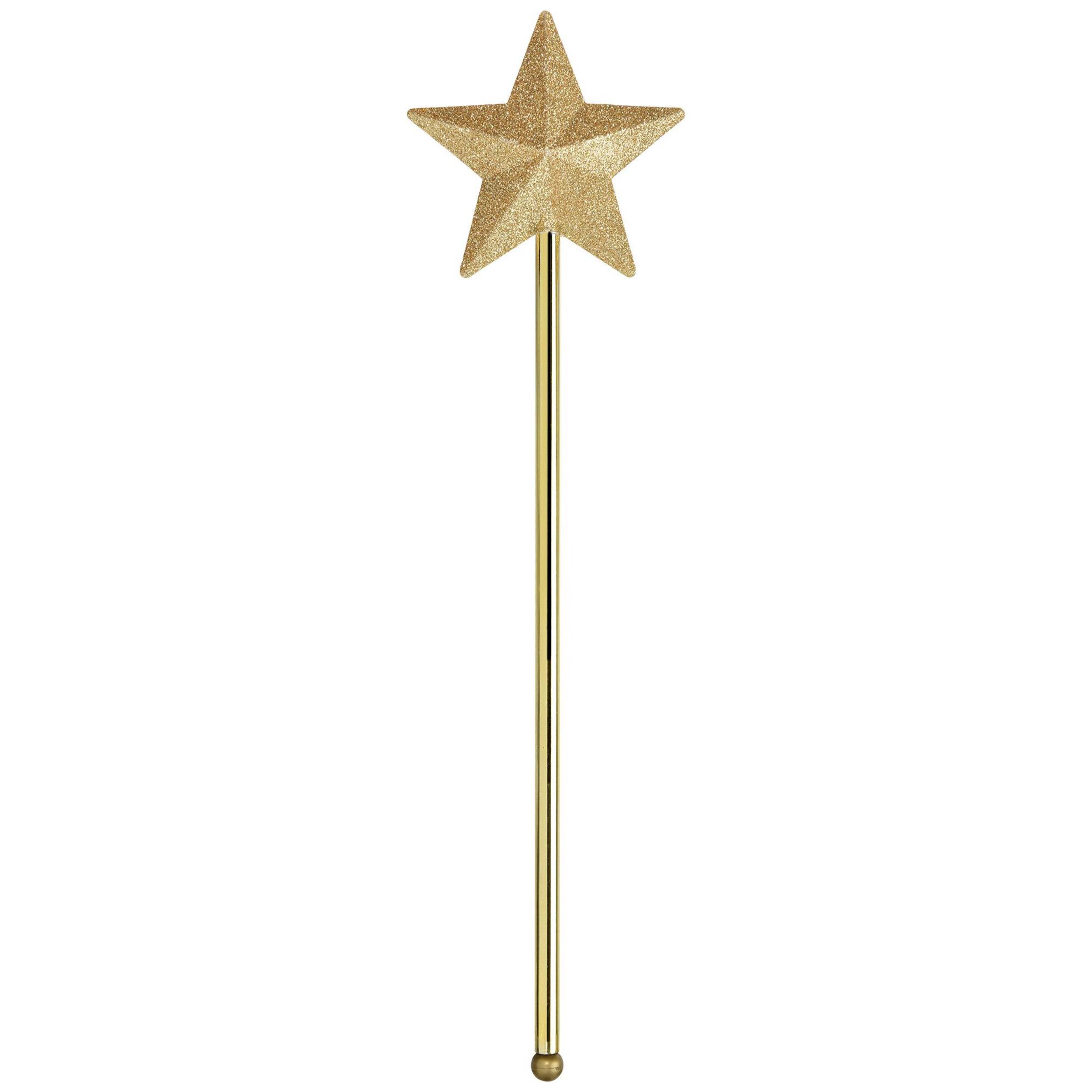 Glitter Star Wand, Gold, One Size, Wearable Costume Accessory for Halloween Front_Flat