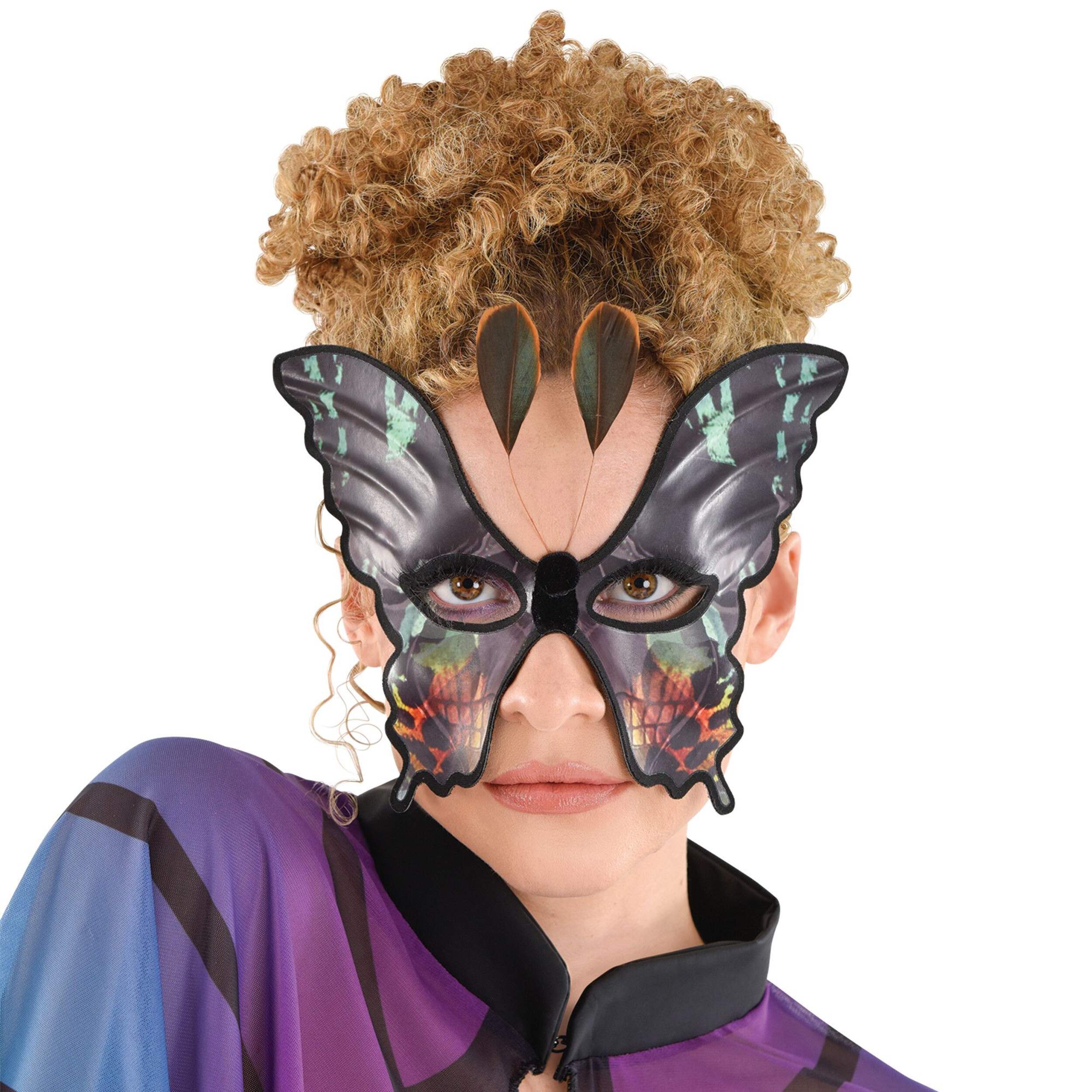 Butterfly Moth Glow Eye Mask, Black, One Size, Wearable Costume Accessory for Halloween Front_Flat