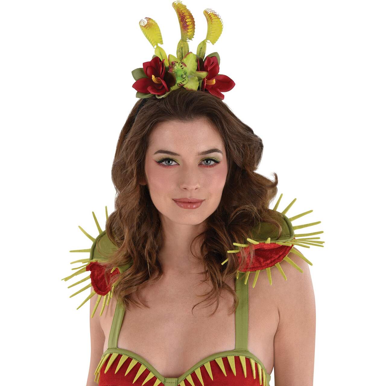 Venus Fly Trap Flower Crown Headband, Green/Red, One Size, Wearable Costume  Accessory for Halloween