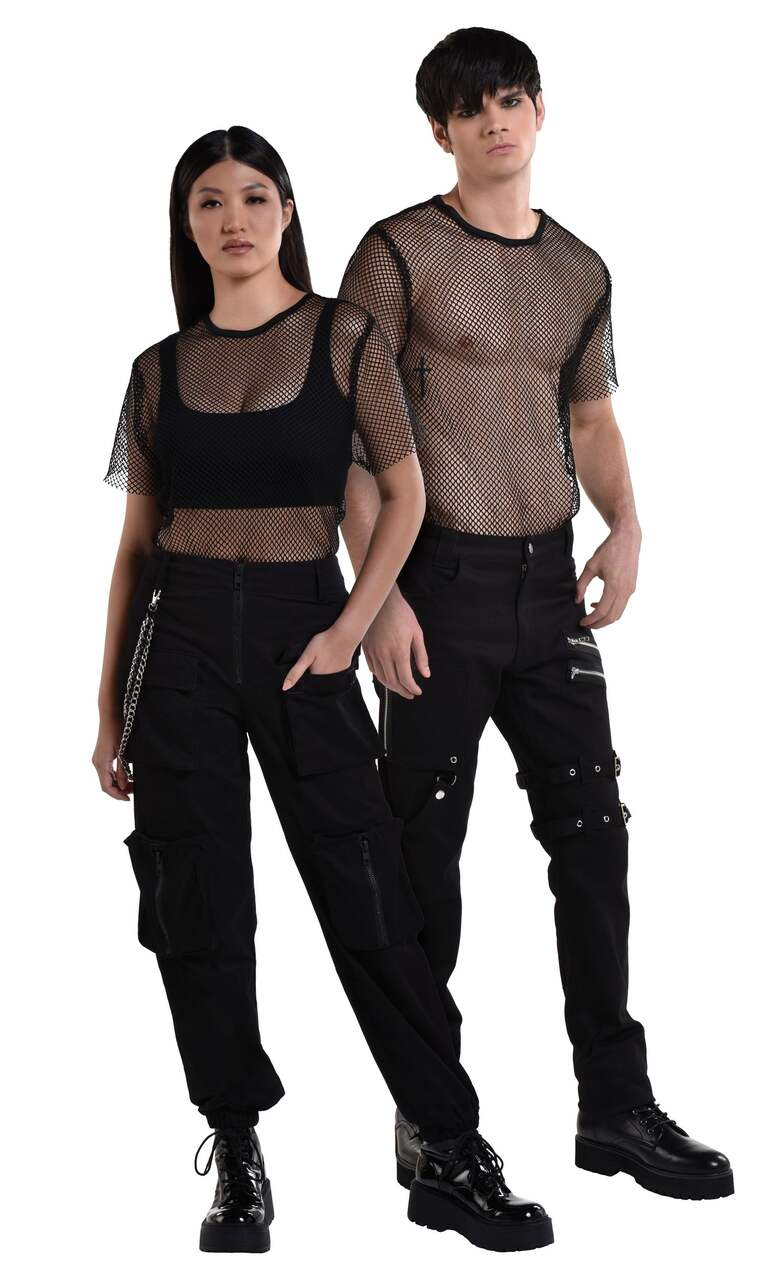 Adult Fishnet T-Shirt, Black, One Size, Wearable Costume Accessory