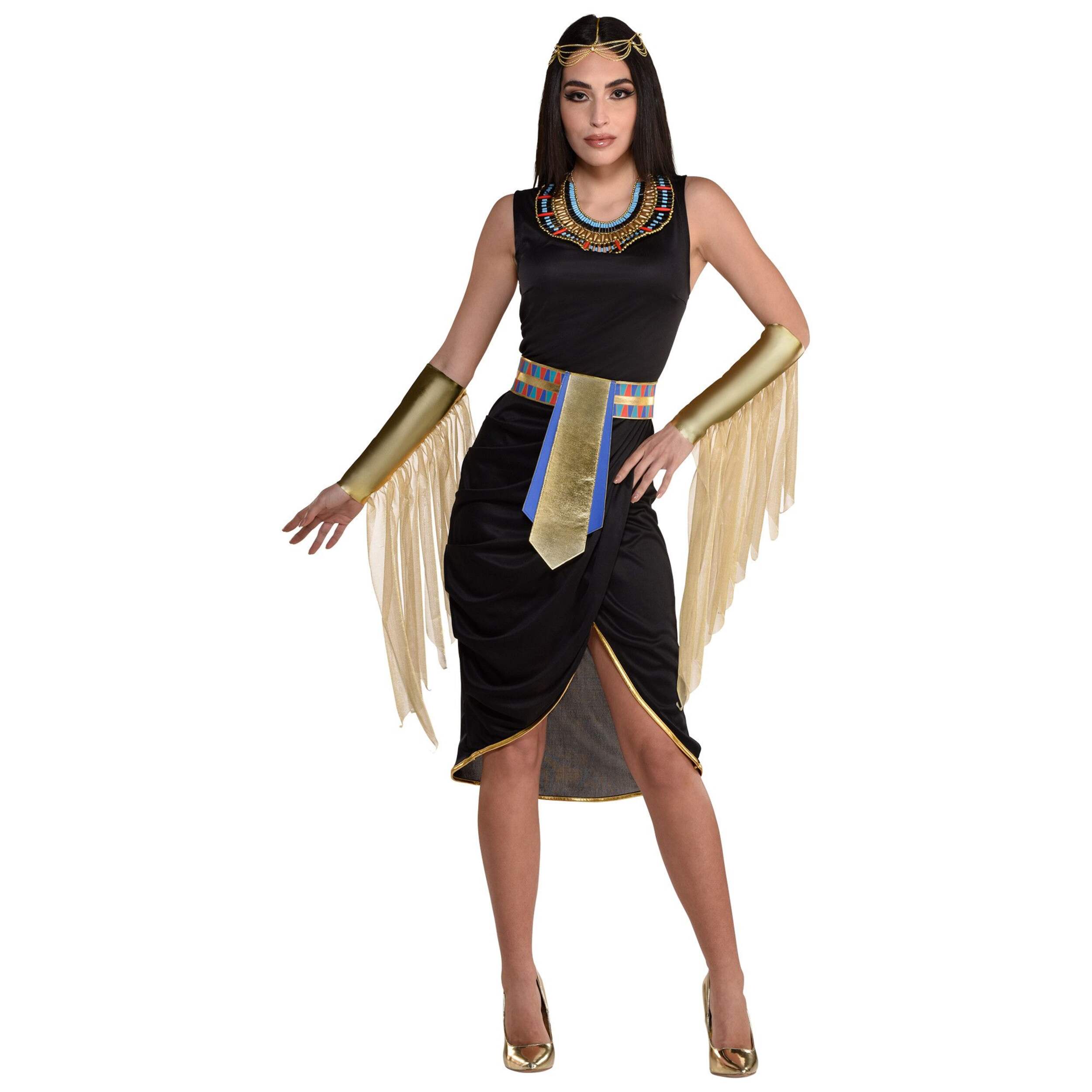 Egyptian Kit with Fringe Arm Bands & Belt, Gold, One Size, 2-pk, Wearable Costume Accessories for Halloween Front_Flat