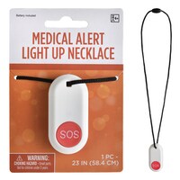 "SOS" Medical Alert Light-Up Necklace Jewelry, White/Red, 23-in, Wearable Costume Accessory for Halloween Front_Flat