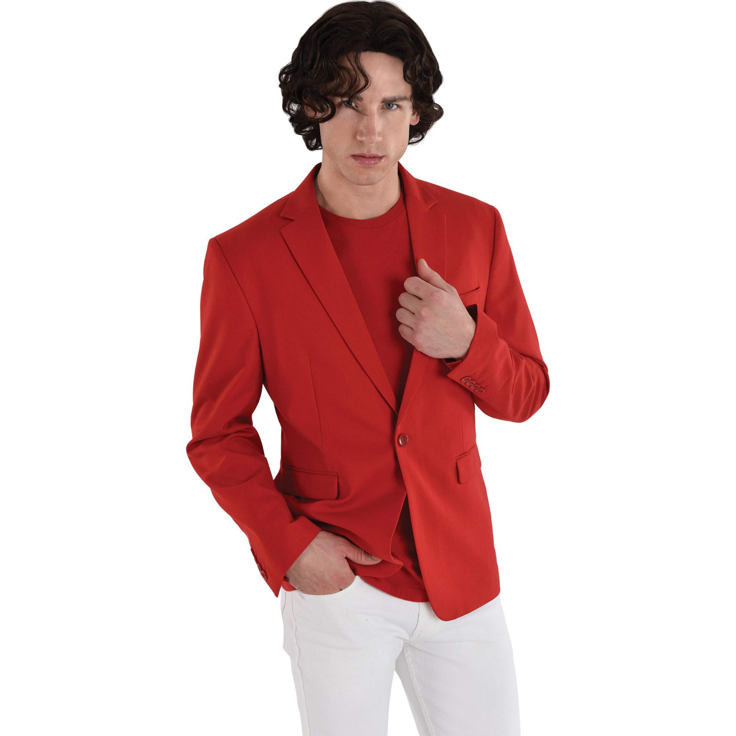 Perruque ondulée pour hommes, noir Front_Angled_Right