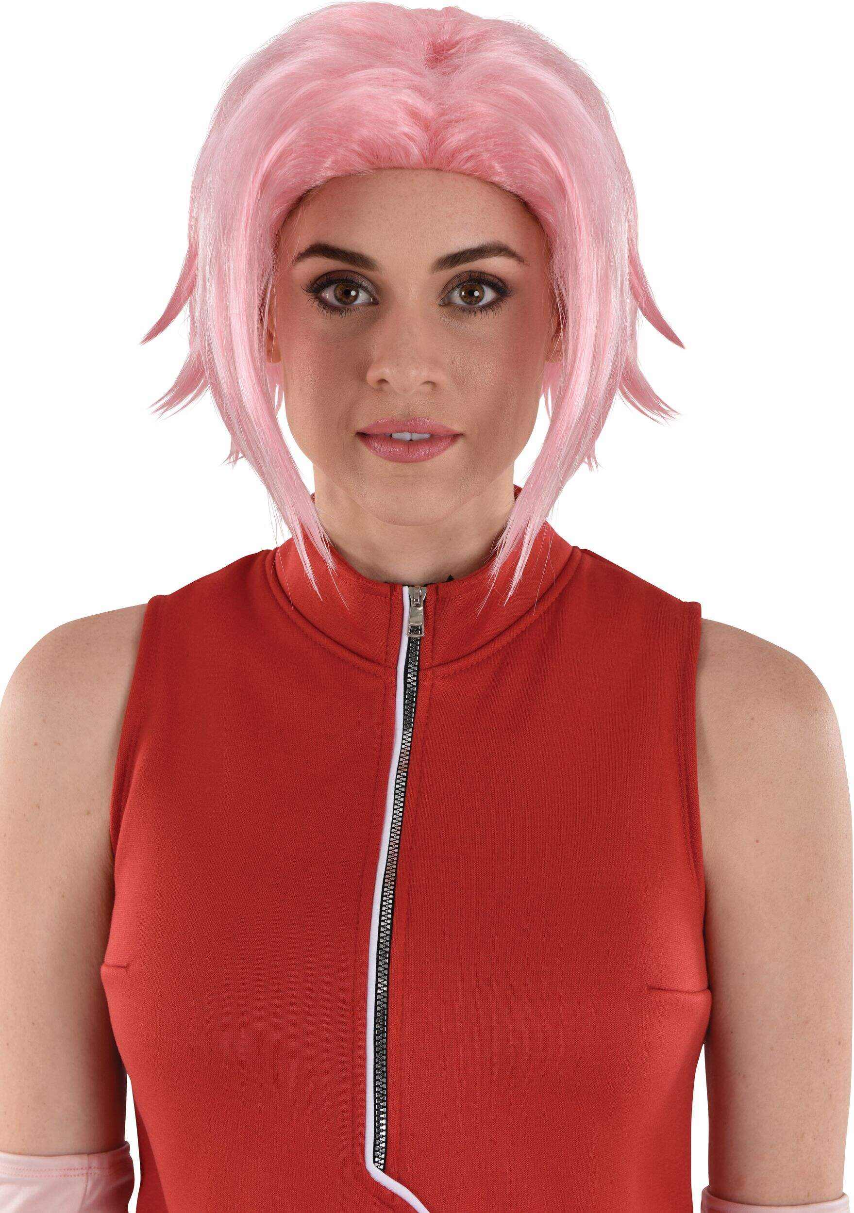 Naruto Sakura Haruno Short Flippy Short Hair Wig, Pink, One Size, Wearable Costume Accessory for Halloween Front_Flat