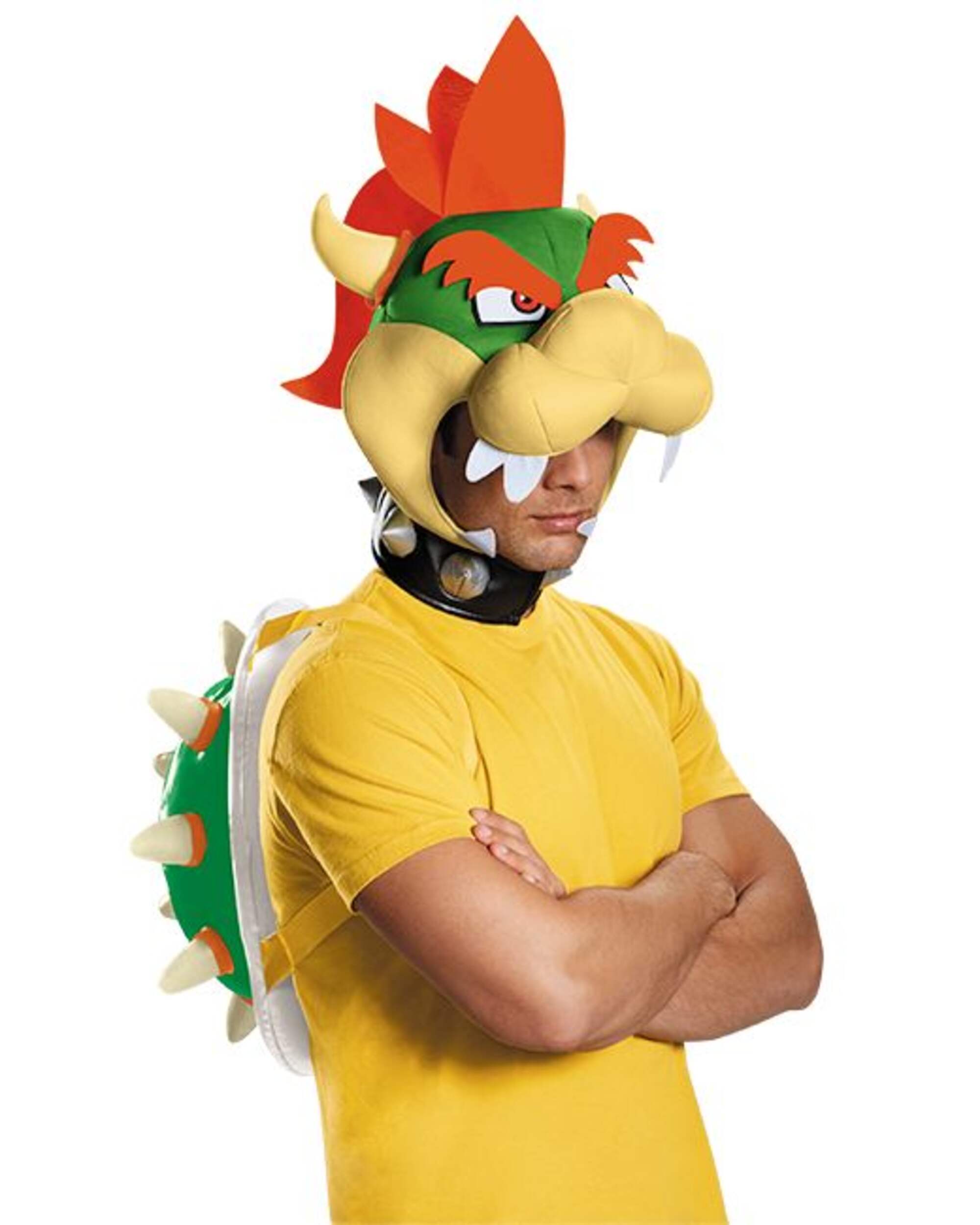 Nintendo Super Mario Bros Bowser Inflatable Shell & Hat Headpiece Kit, Green/Red, One Size, 2-pk, Wearable Costume Accessories for Halloween Front_Three_Fourths_Angled_Right