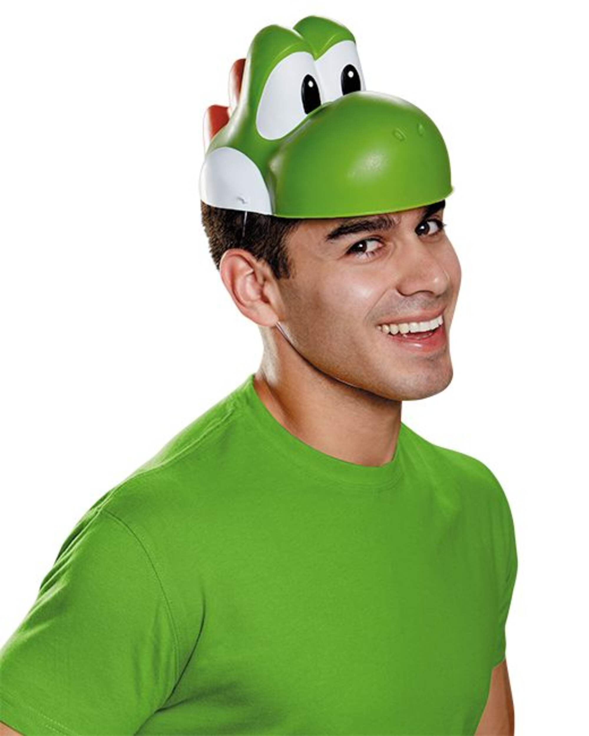 Nintendo Super Mario Bros Yoshi Hat Mask, Green, One Size, Wearable Costume Accessory for Halloween Front_Three_Fourths_Angled_Right