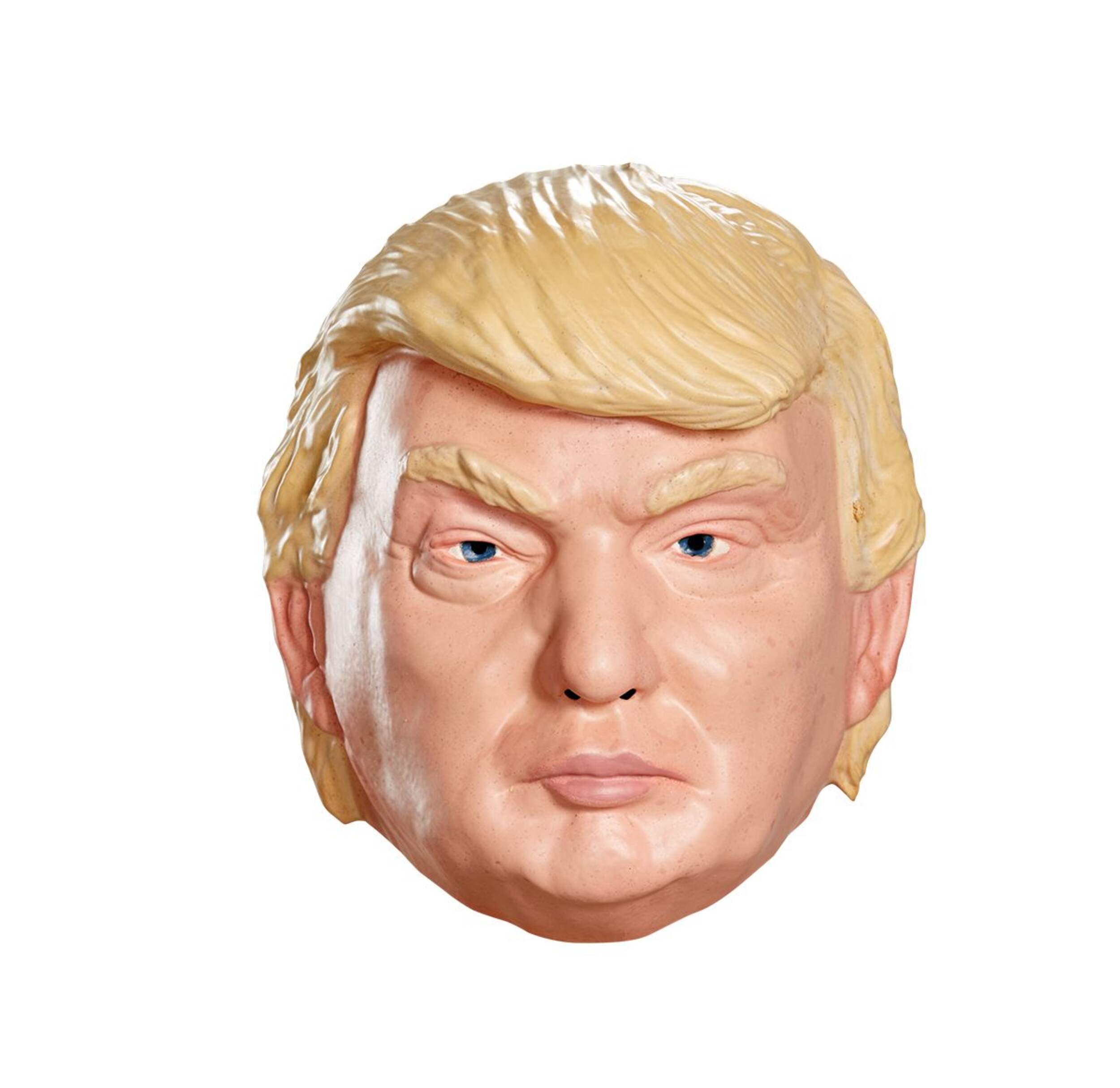Donald Trump President Face Mask with Hair, Yellow/Beige, One Size, Wearable Costume Accessory for Halloween Front_Flat