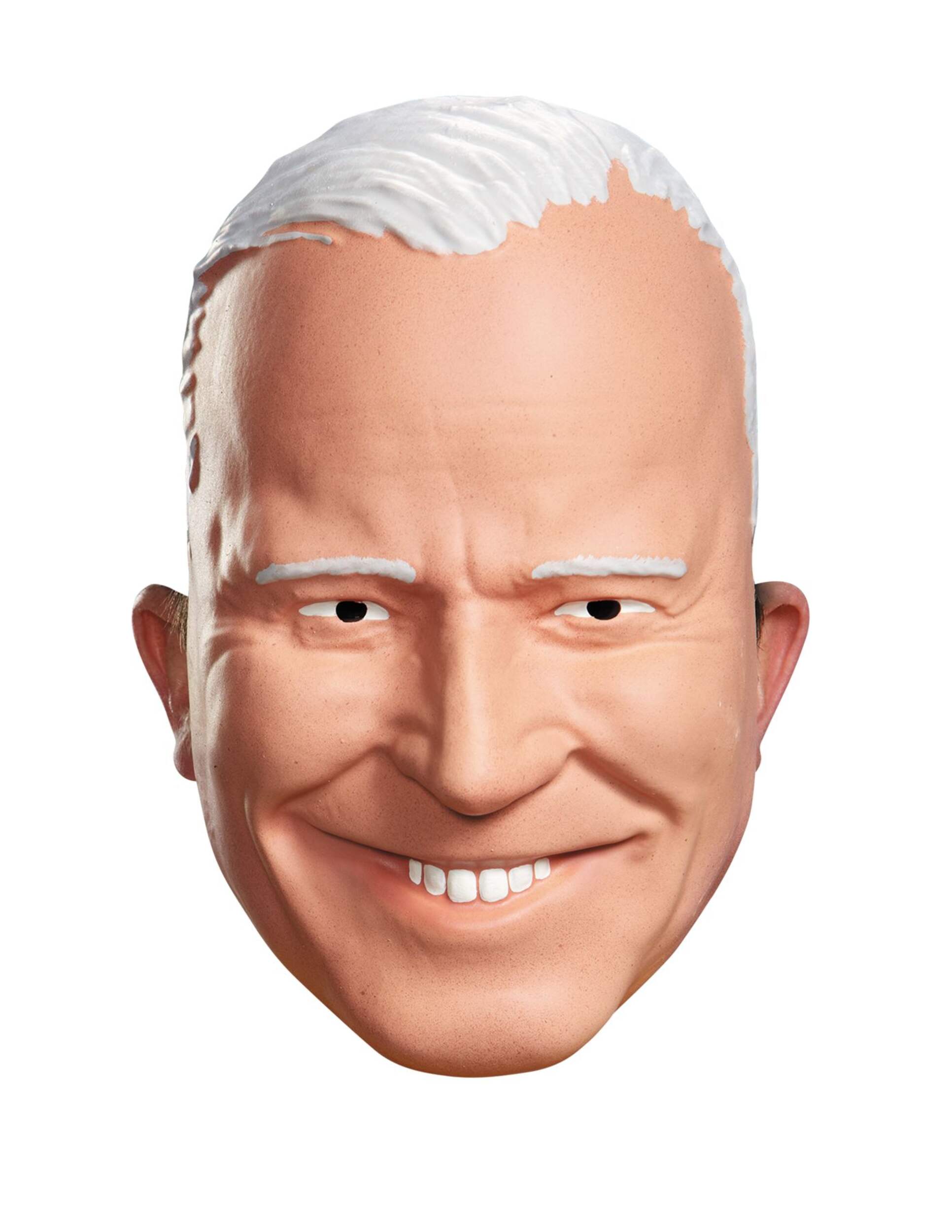 Joe Biden President Face Mask with Hair, Beige/White, One Size, Wearable Costume Accessory for Halloween Front_Flat