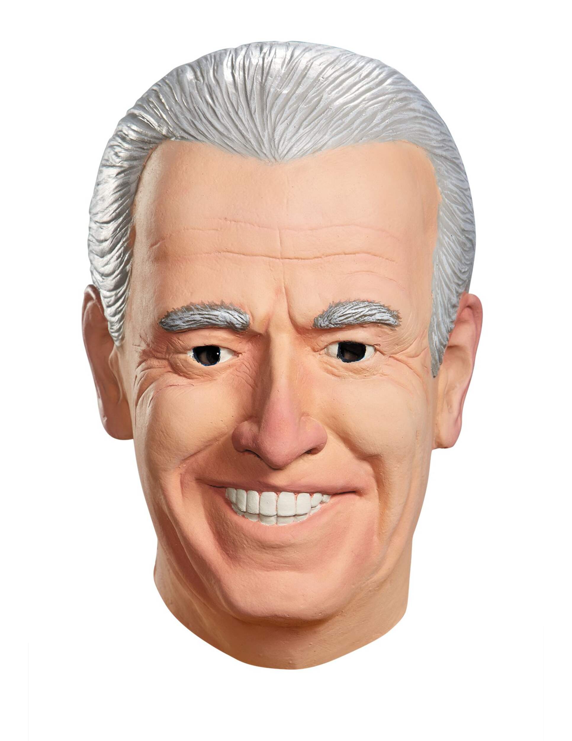 Joe Biden President Face Mask with Hair, Beige/Grey, One Size, Wearable Costume Accessory for Halloween Front_Flat