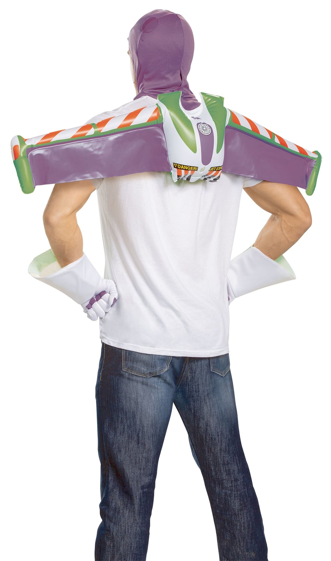 Adult Disney Pixar Toy Story Buzz Lightyear Kit with Hood Gloves Inflatable Jet Pack Purple Green One Size 3 pk Wearable Costume Accessories