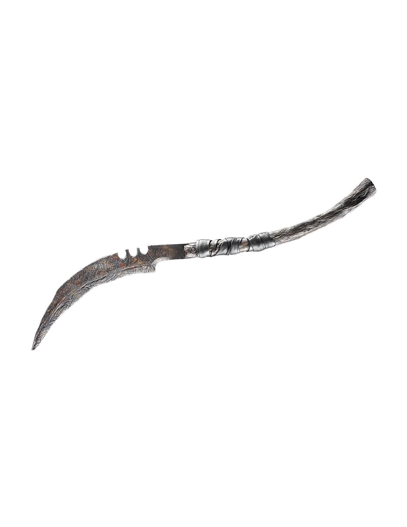 Grim Reaper Curved Switch Scythe Weapon Silver In Wearable Costume Prop For Halloween