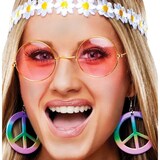 Wearable Costume Accessory for Halloween, 1970s Hippie Round Shaped Glasses, Pink/Gold, One Size Front_Flat