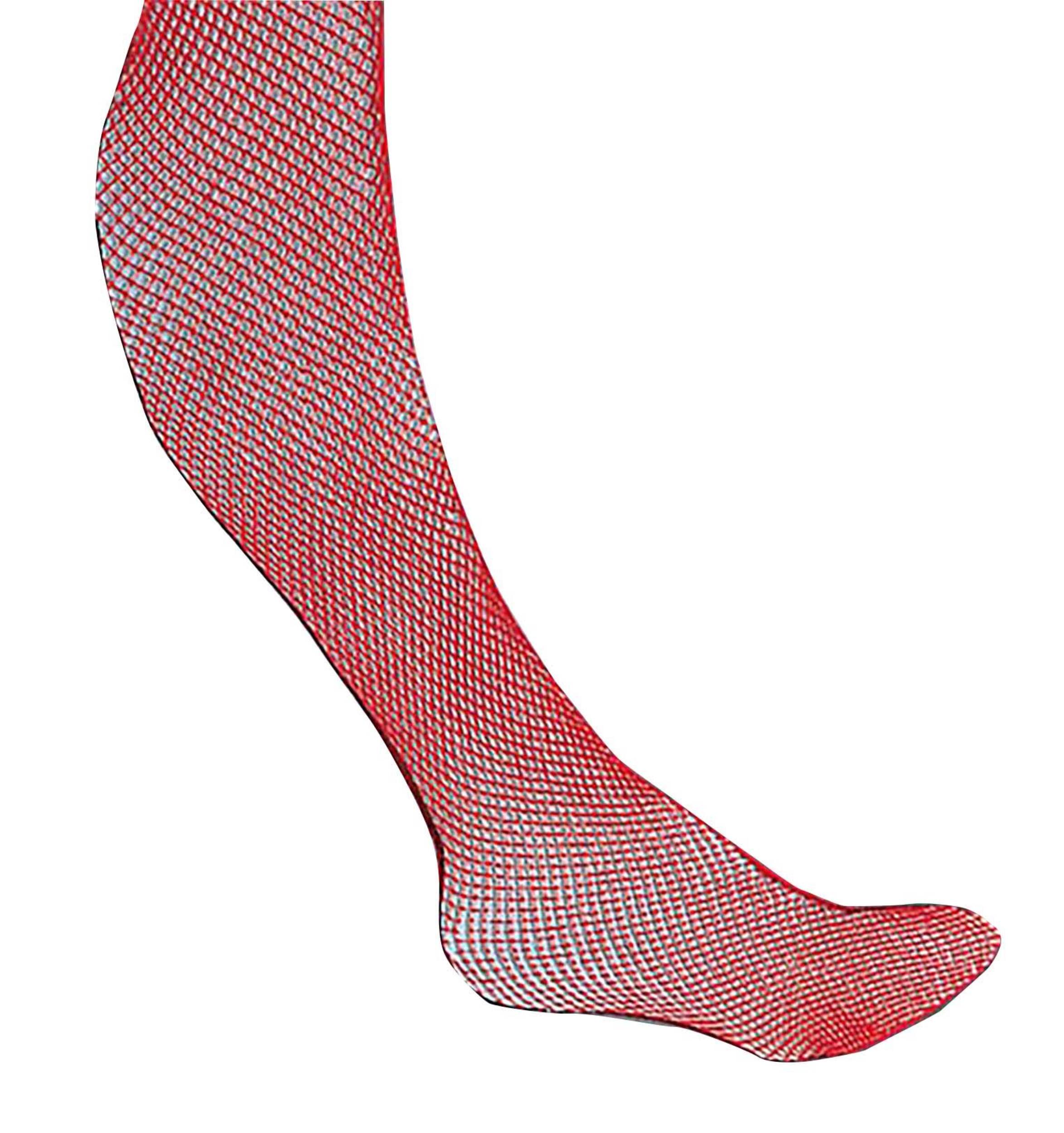Adult Fishnet Stocking Tights, One Size, Red, Wearable Costume Accessory for Halloween Side_Right