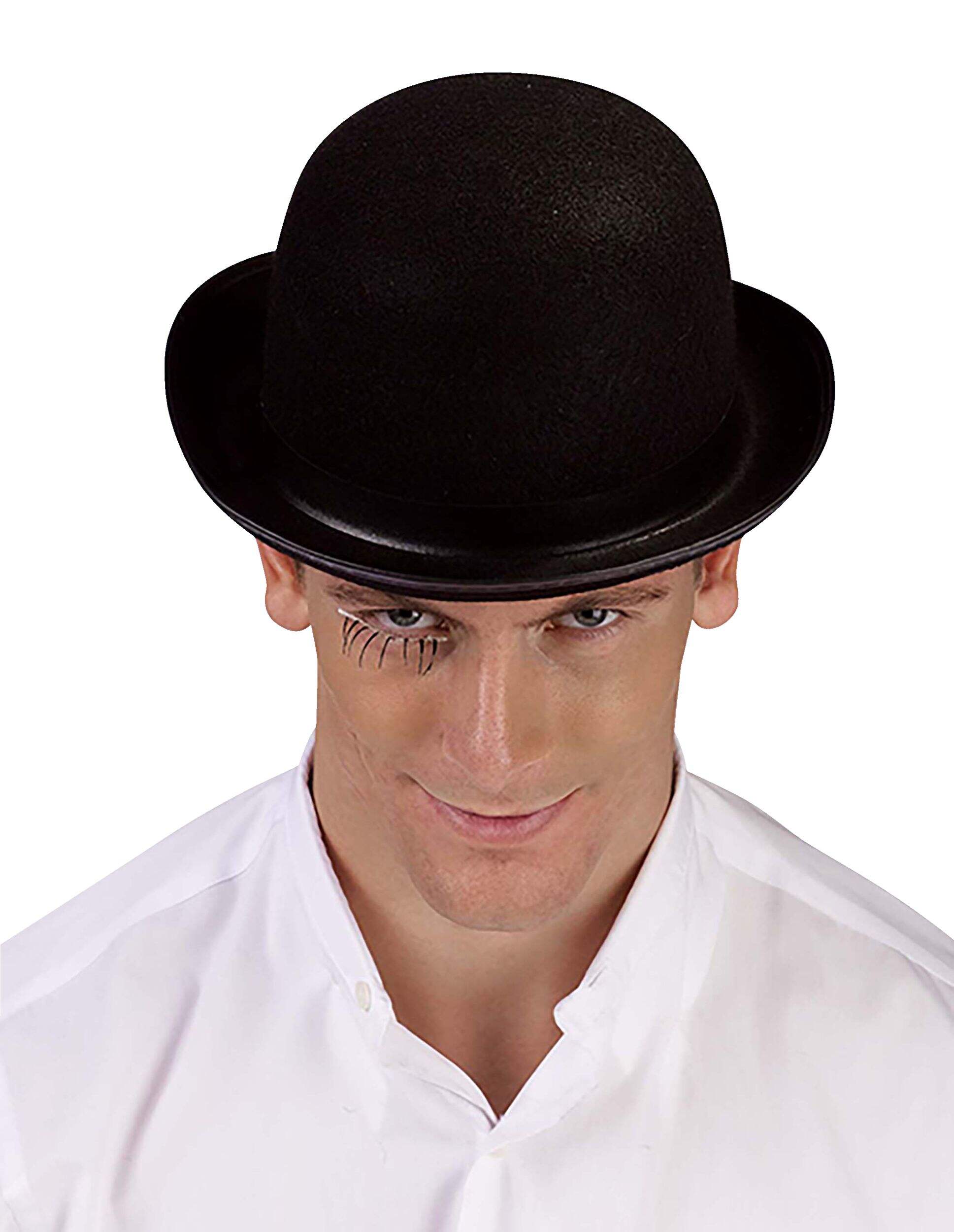 Chapeau derby/melon noir, taille unique, accessoire prêt-à-porter pour l'Halloween ou une fête costumée Front_Elevated