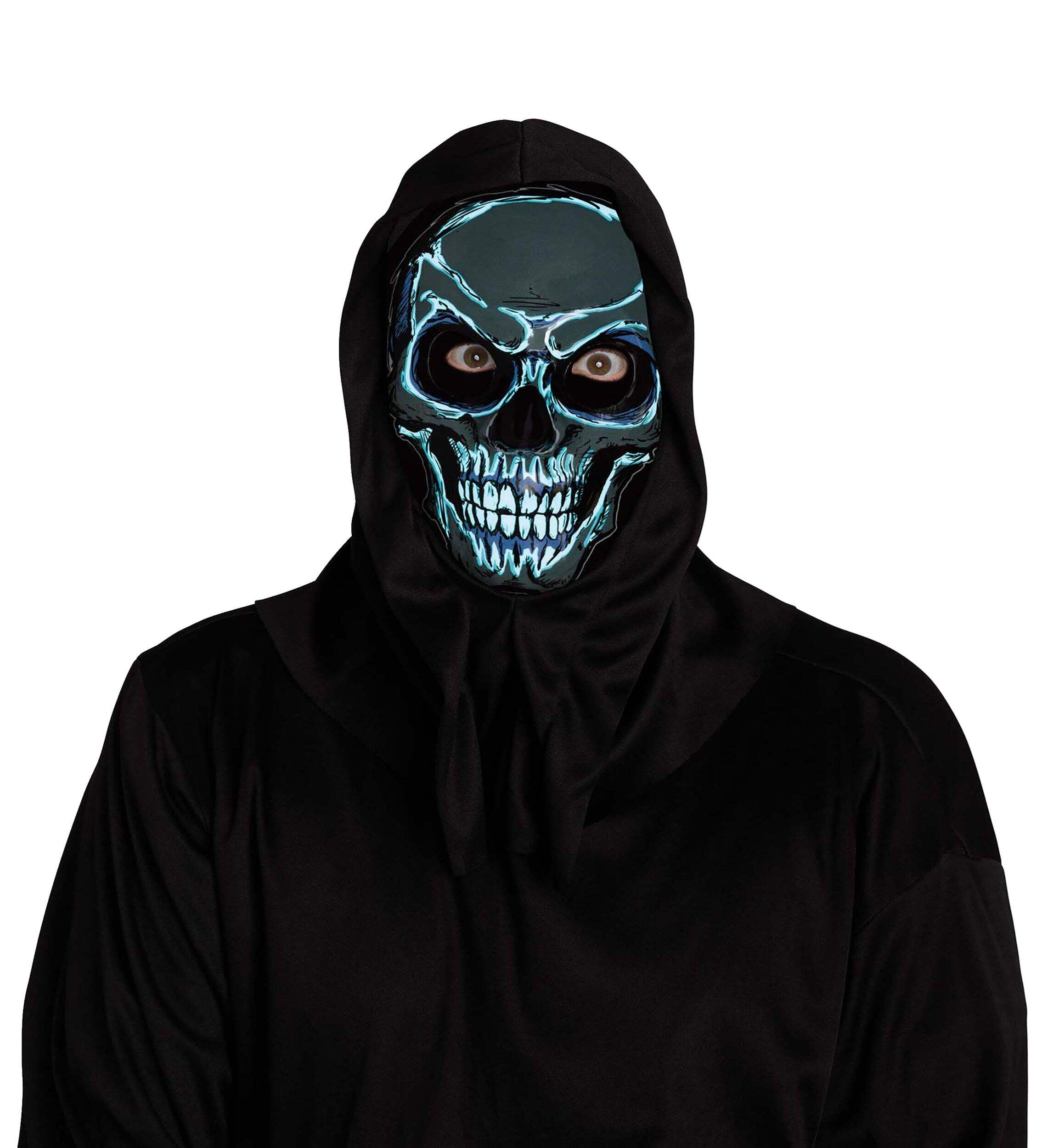 Skull Reaper LED Light Up Mask, Multi-Colour, One Size, Wearable Costume Accessory for Halloween Front_Flat