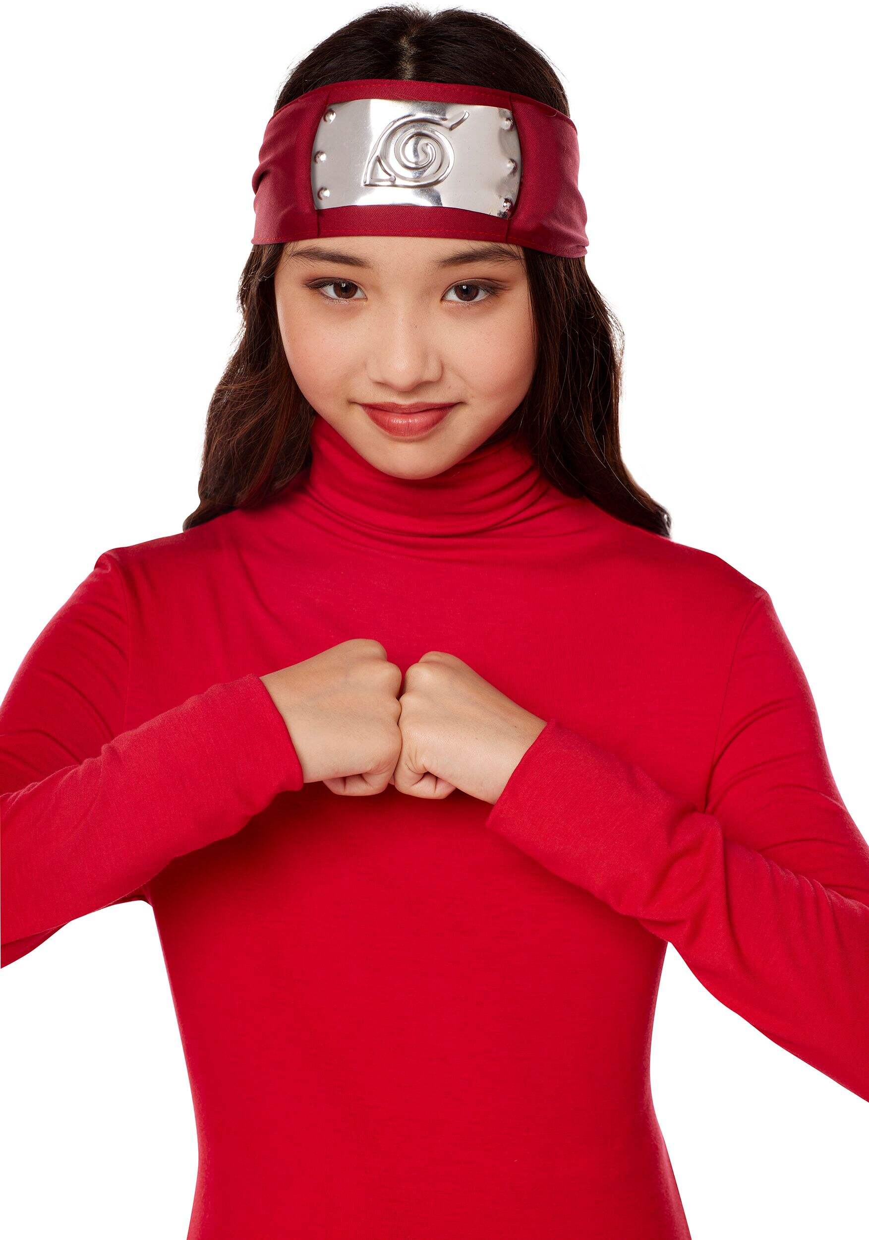 Naruto Sakura Haruno Shinobi Headband Cosplay, Red/Silver, One Size, Wearable Costume Accessory for Halloween Front_Flat