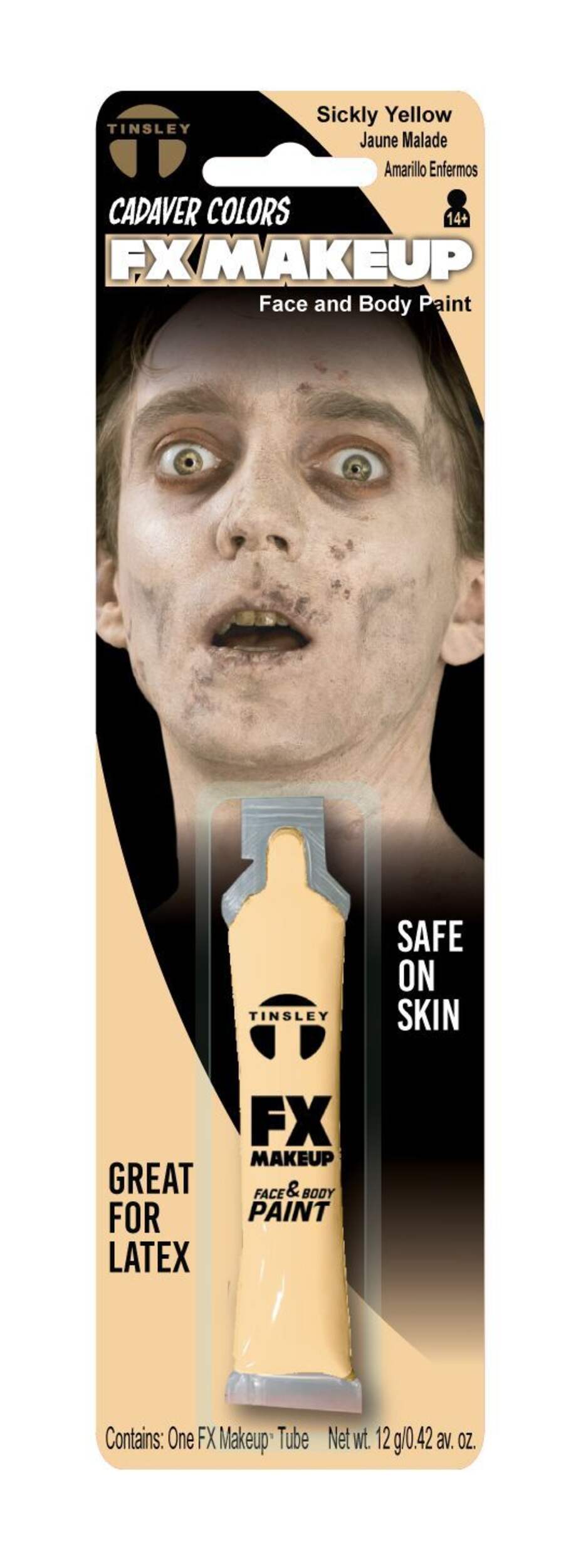 Tinsley Transfers FX Special Effects Face & Body Paint Makeup, Yellow, 12-g, Costume Accessory for Halloween Front_Flat