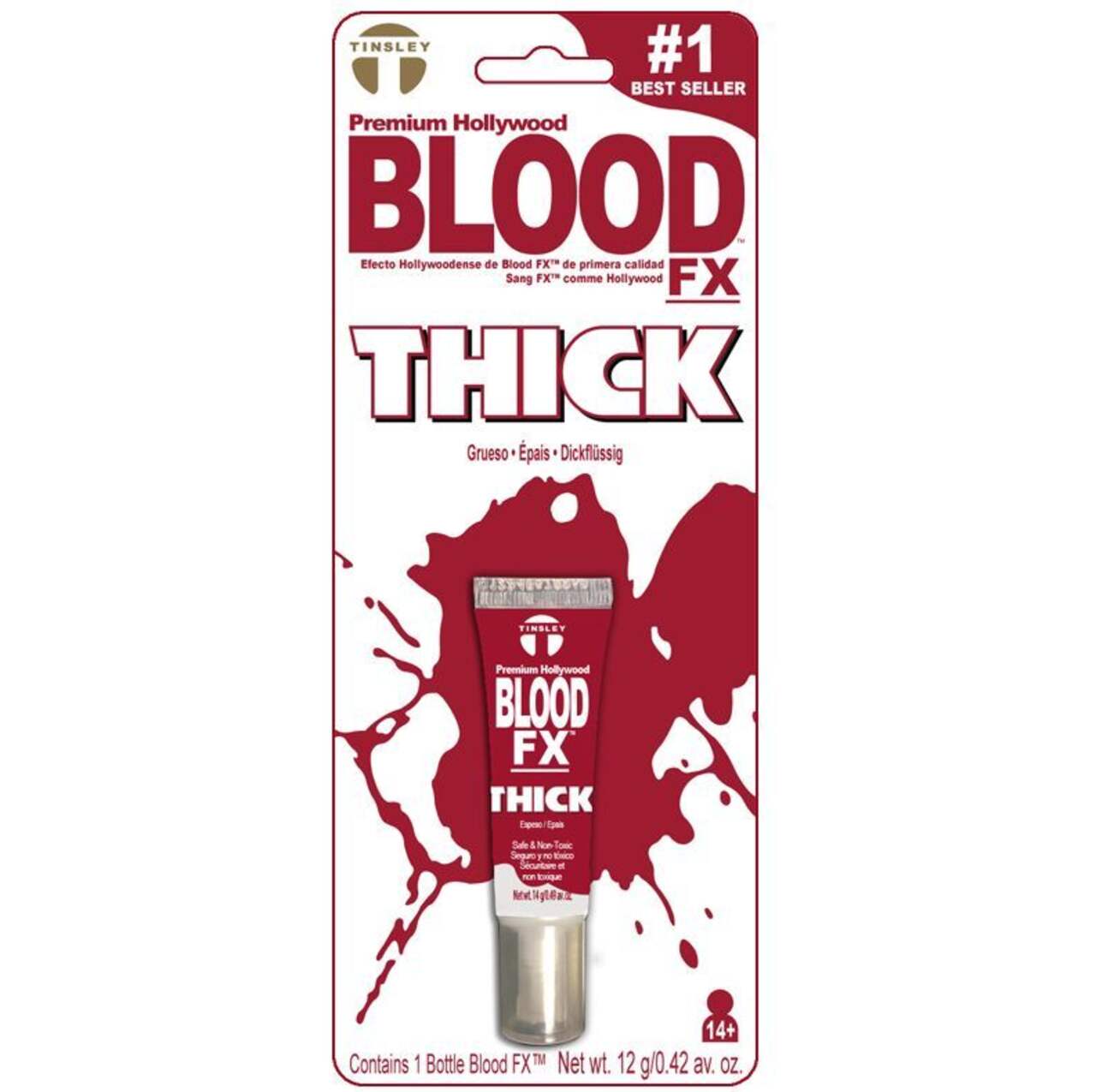 Tinsley Transfers Thick Quick-Dry Fake Blood, Red, 12-g, Wearable Costume  Accessory for Halloween
