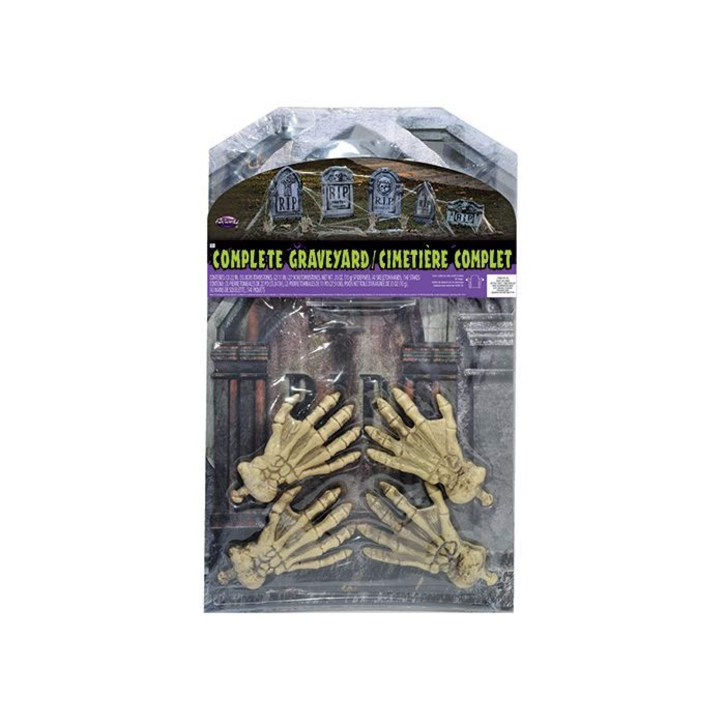 Skeleton Hand Props, White, 22-in, 4-pk, Indoor/Outdoor Decoration for Halloween Front_Flat