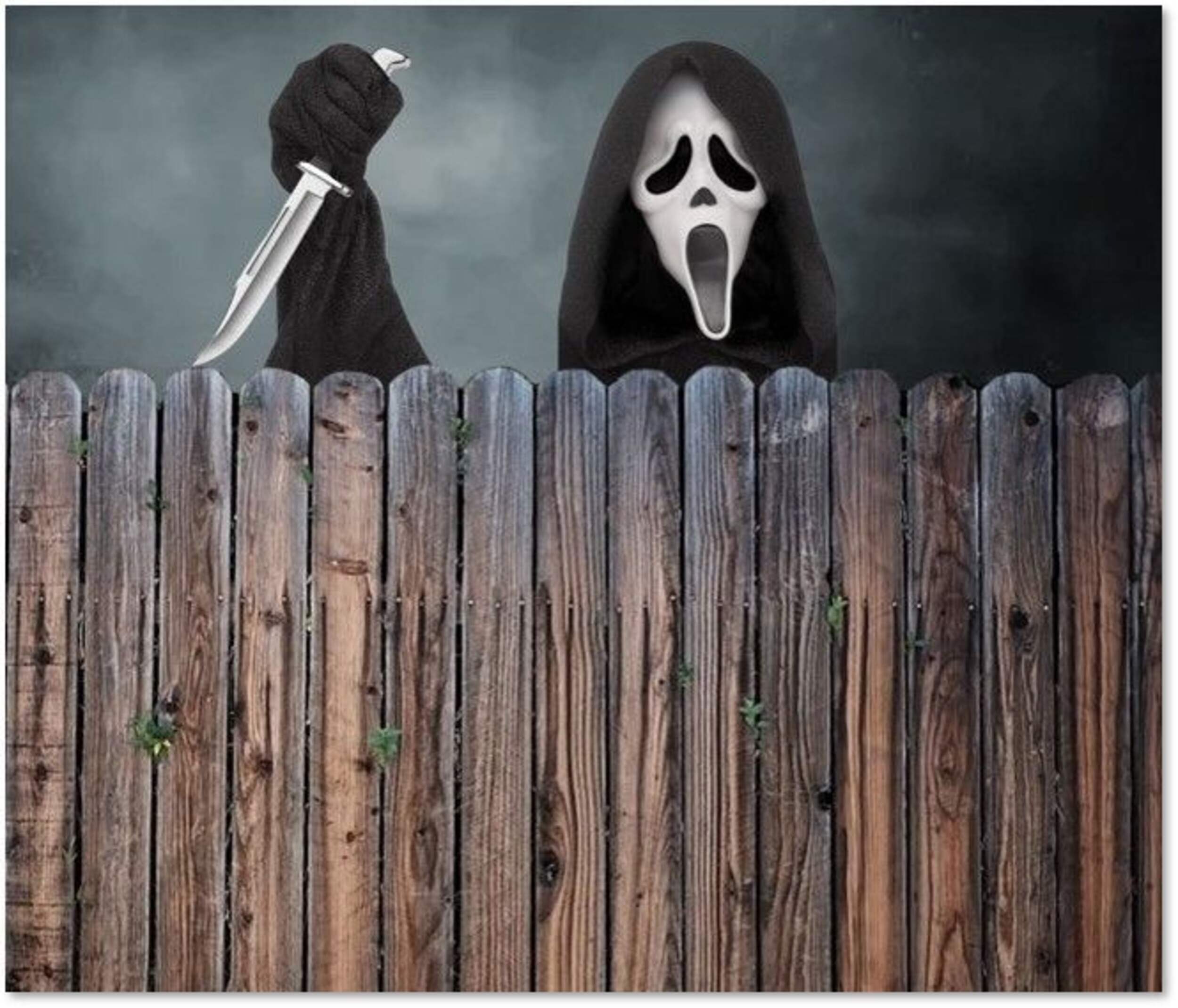 Visage Ghost Face<sup>MD</sup>, décoration de clôture extérieure pour l'Halloween Front_Flat