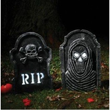 Pierre tombale stroboscopique avec faucheuse et crâne, décoration de fête pour l'Halloween Composite_or_Mixed