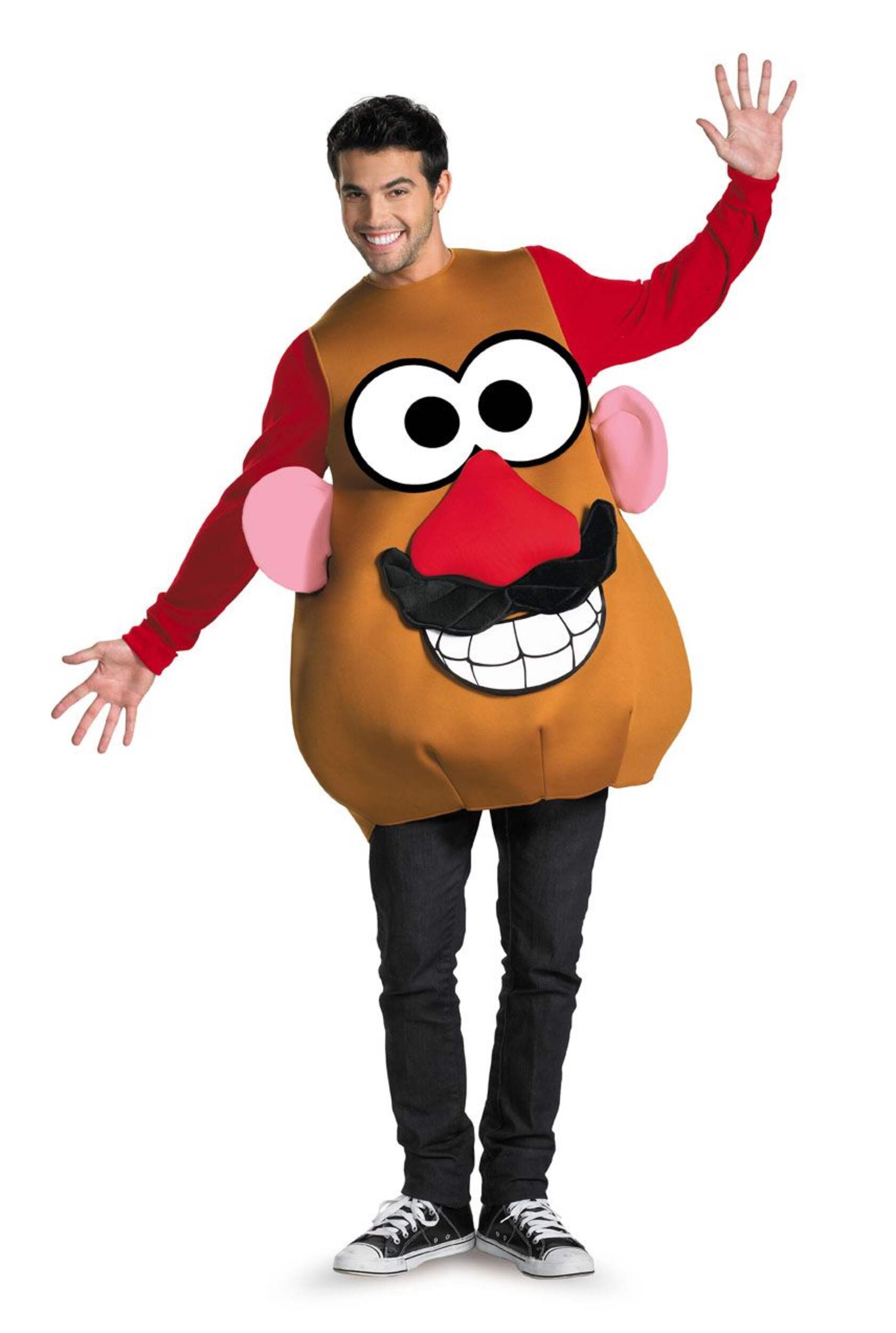 Adult Toy Story Mr. Potato Head Deluxe Halloween Jumpsuit Costume, Unisex Front_Angled_Right