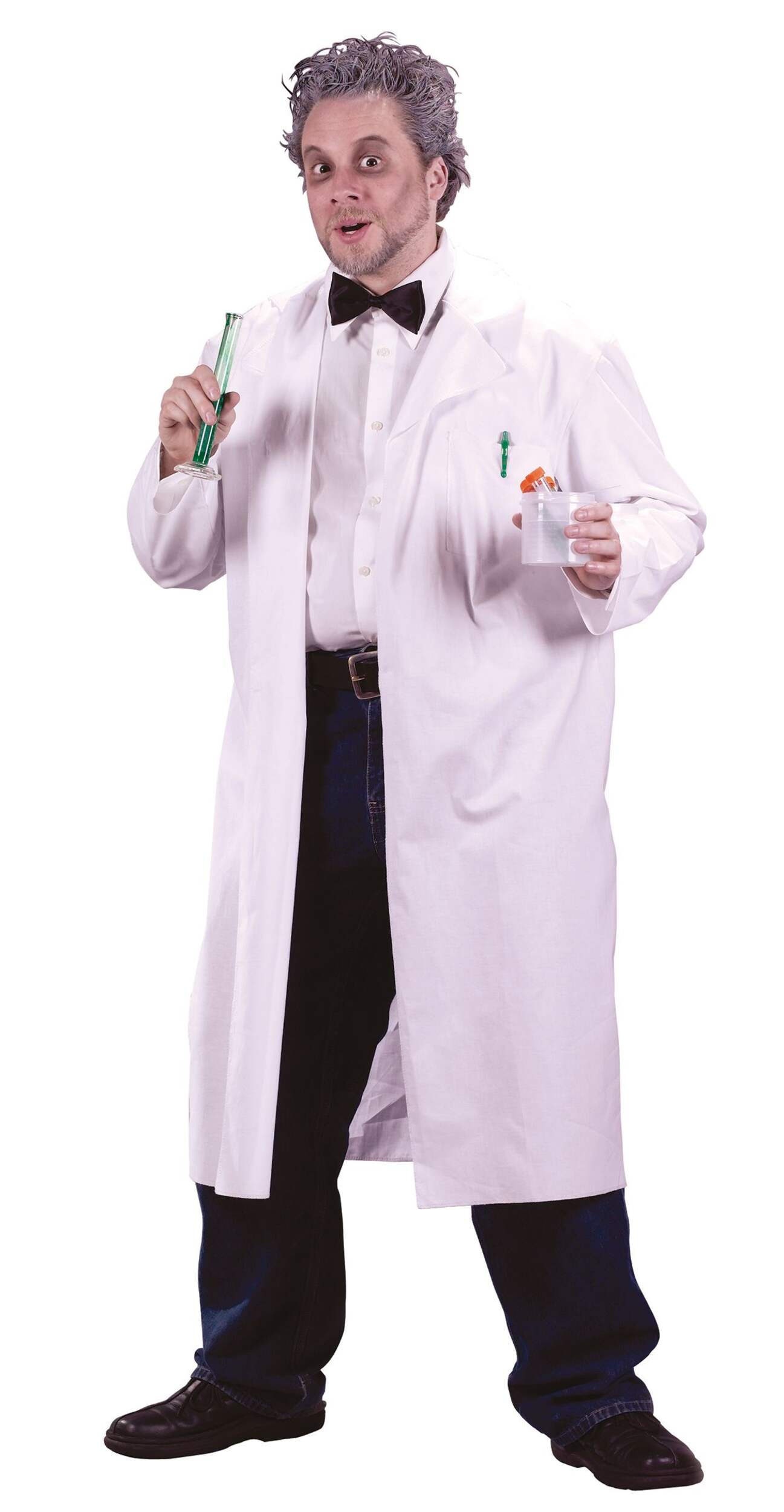 Mad Scientist White Lab Coat Halloween Costume, Adult, Standard-Size Front_Angled_Left