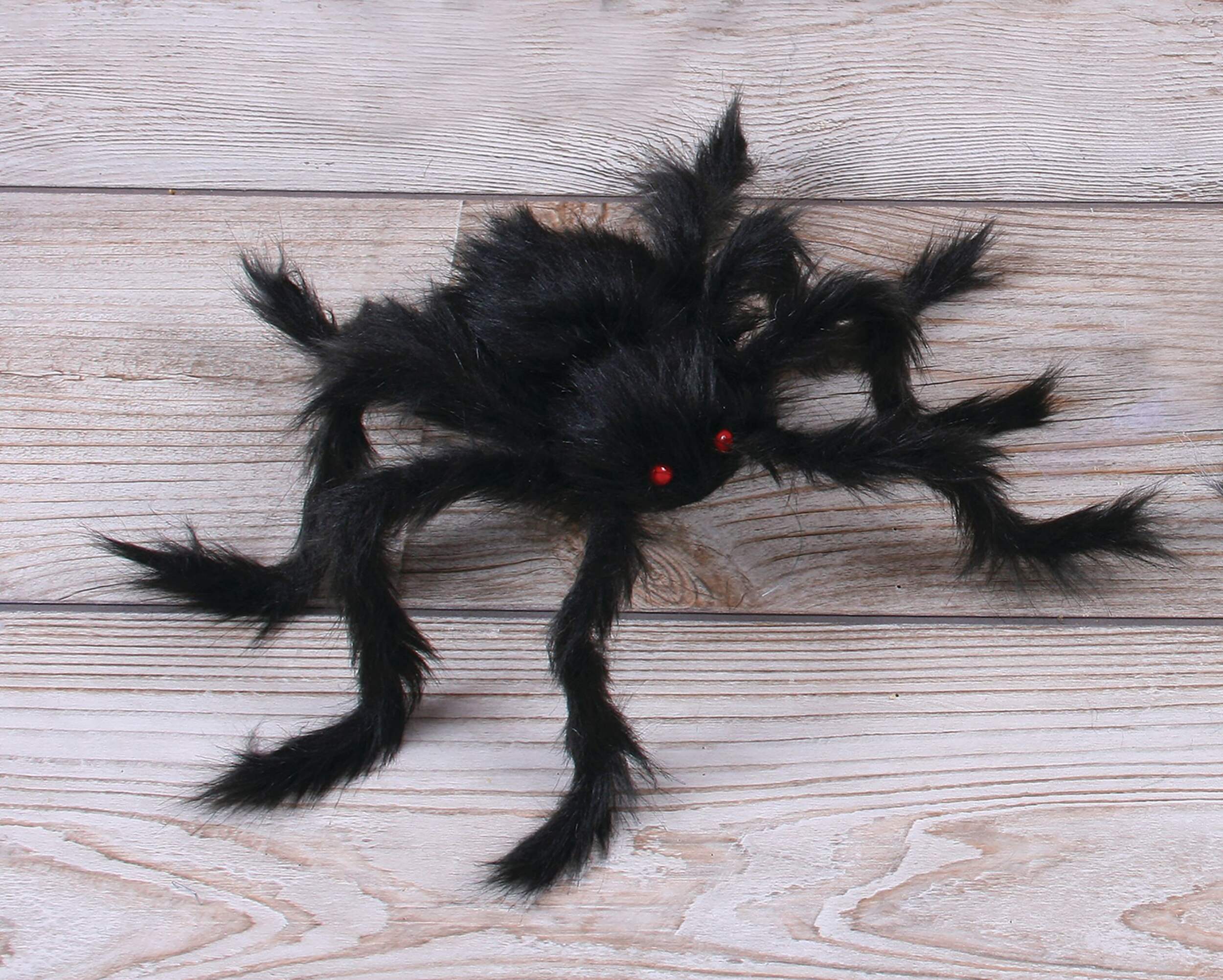 Black Creepy Posable Spider Prop Halloween Decoration, 30-in Overhead_Plunge