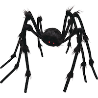 Large Light-Up Poseable Plush Black Spider Halloween Decoration, 50-in Front_Flat