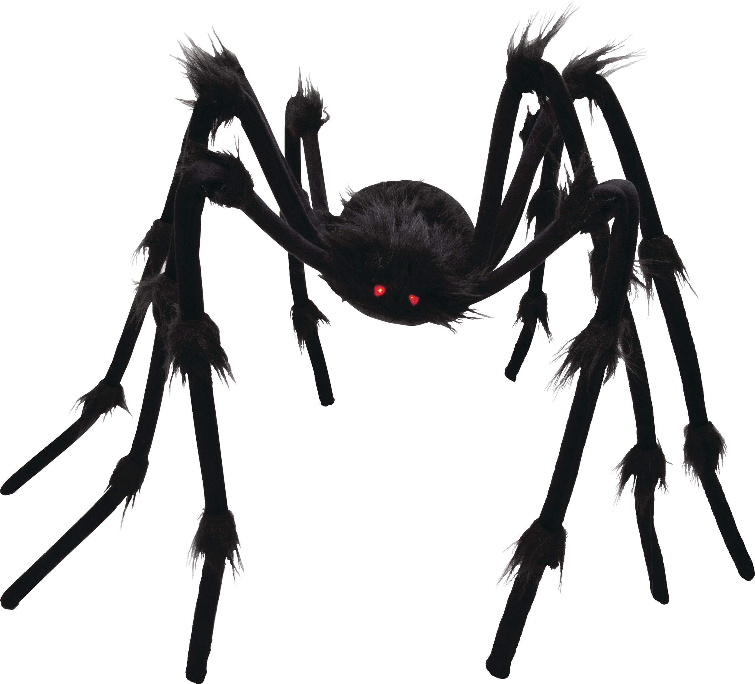 Grandes décorations d'Halloween araignée noire articulée et lumineuse, 50 po Front_Flat