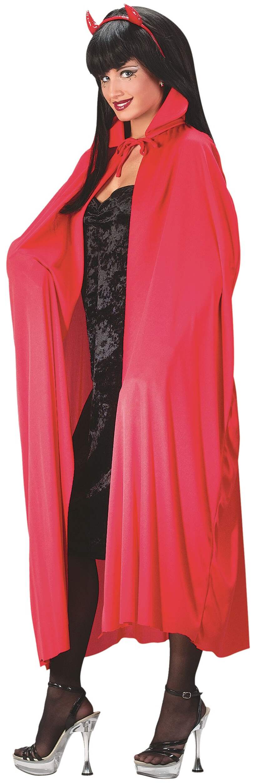 Costume d'Halloween cape en polyester rouge avec col, 3,7 pi, adultes, taille unique Front_Angled_Left
